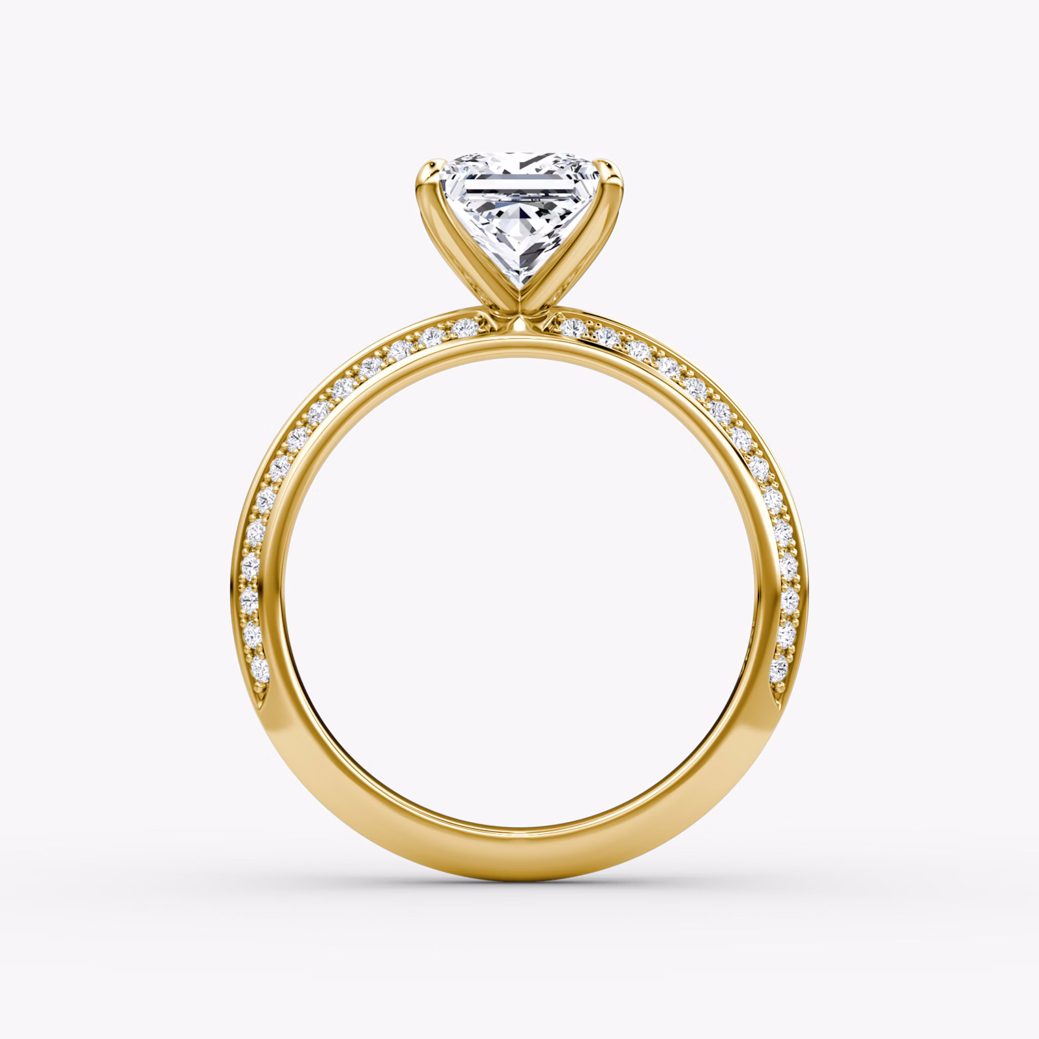 The Knife-Edge | Princess | 18k | Yellow Gold | bandAccent: Pavé | hiddenHalo: no | diamondOrientation: vertical | caratWeight: other