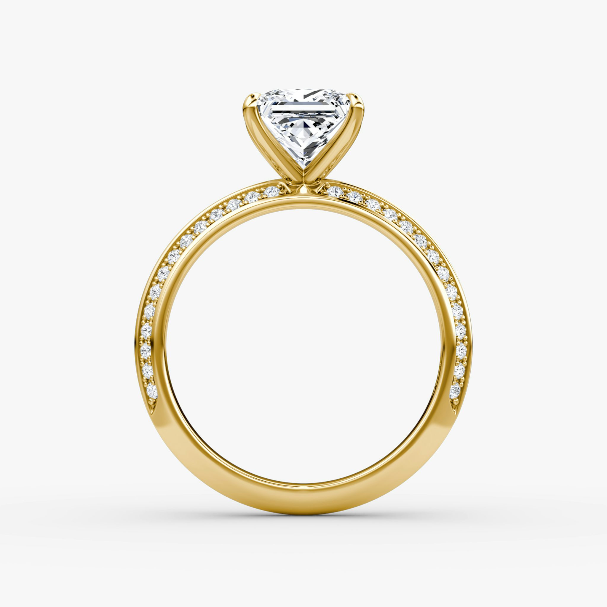 The Knife-Edge | Princess | 18k | Yellow Gold | bandAccent: Pavé | hiddenHalo: no | diamondOrientation: vertical | caratWeight: other