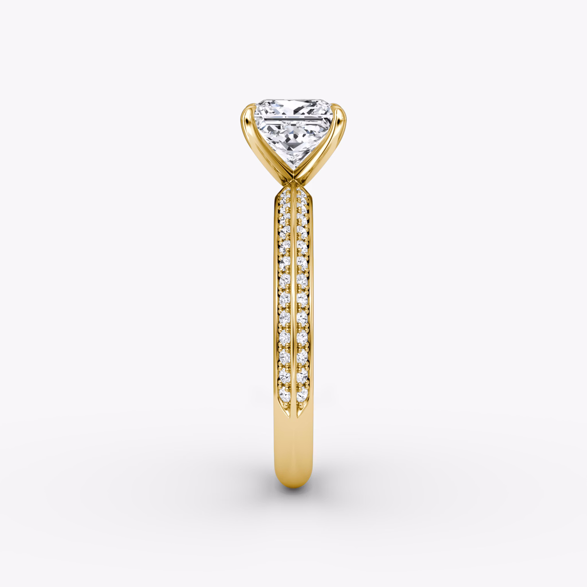 The Knife-Edge | Princess | 18k | Yellow Gold | bandAccent: Pavé | hiddenHalo: no | diamondOrientation: vertical | caratWeight: other