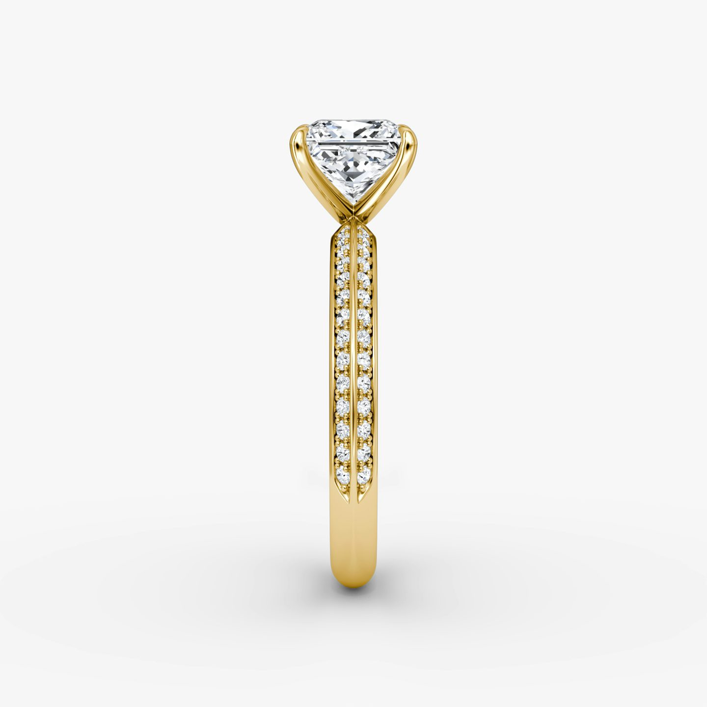The Knife-Edge | Princess | 18k | Yellow Gold | bandAccent: Pavé | hiddenHalo: no | diamondOrientation: vertical | caratWeight: other