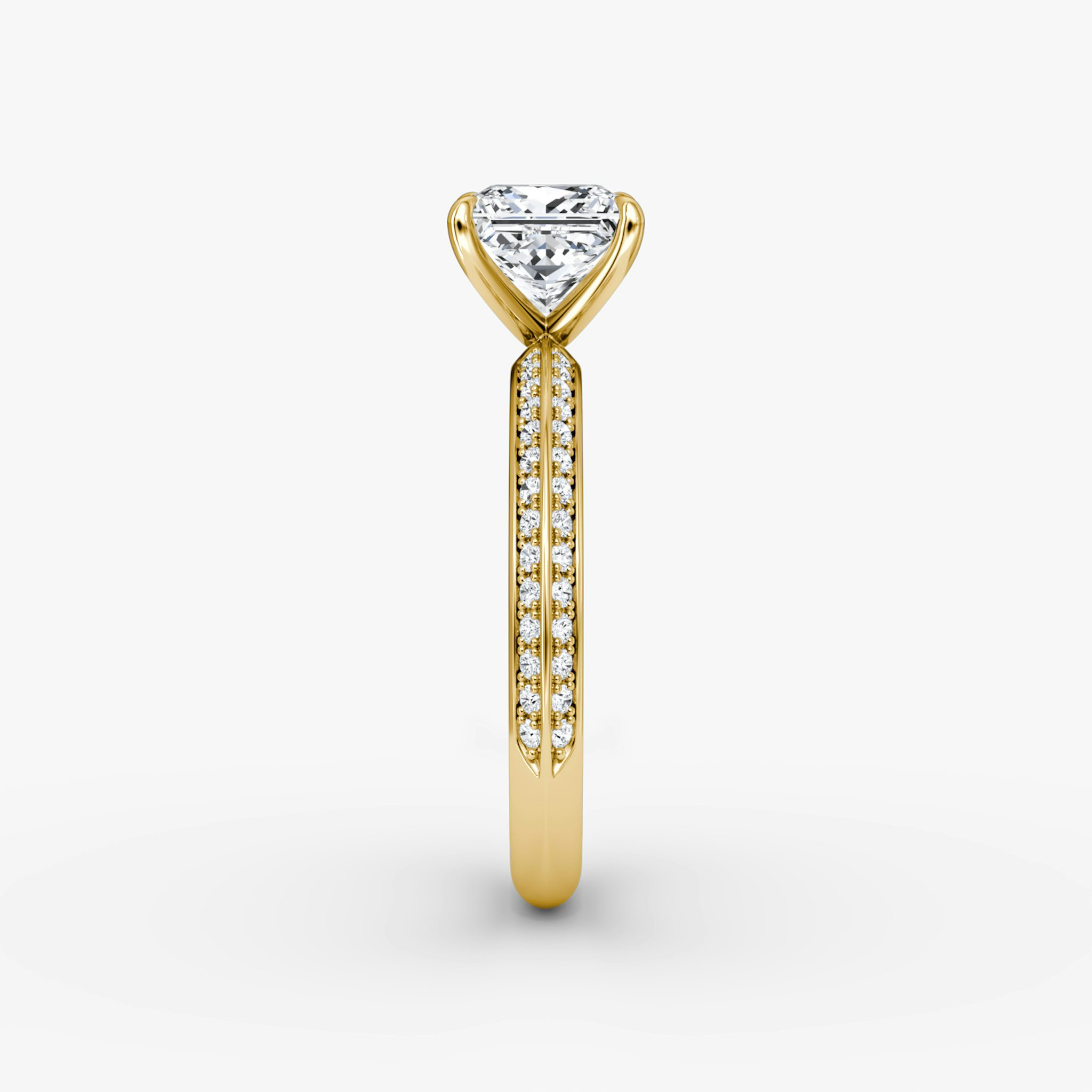 The Knife-Edge | Princess | 18k | Yellow Gold | bandAccent: Pavé | hiddenHalo: no | diamondOrientation: vertical | caratWeight: other