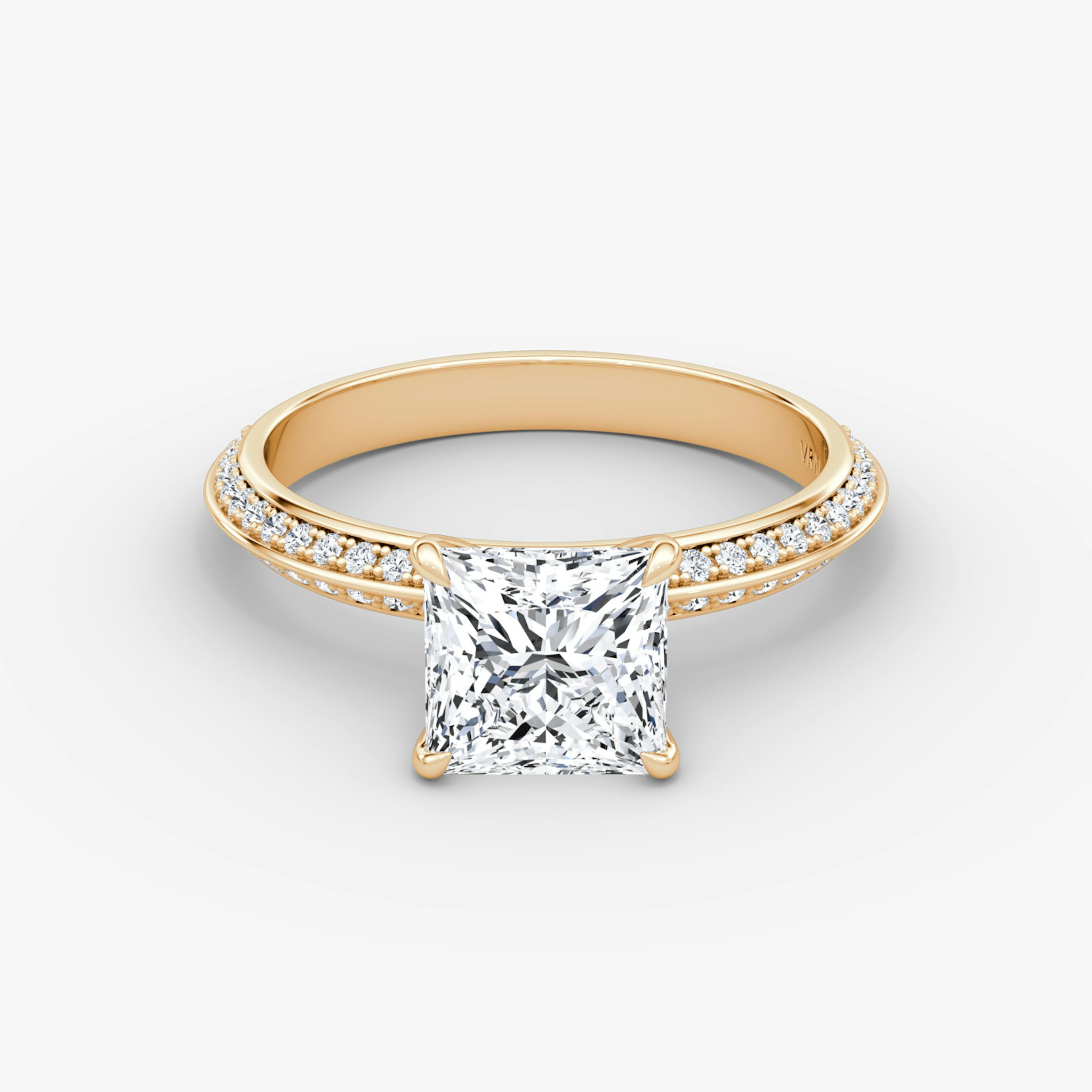 The Knife-Edge | Princess | 14k | Rose Gold | bandAccent: Pavé | hiddenHalo: no | diamondOrientation: vertical | caratWeight: other