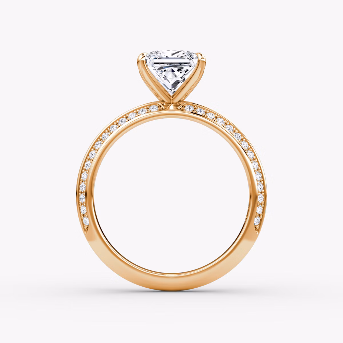 Knife-Edge | Princess | 14k | Roségold | bandAccent: Mit Pavé-Besatz | hiddenHalo: no | diamondOrientation: vertical | caratWeight: other