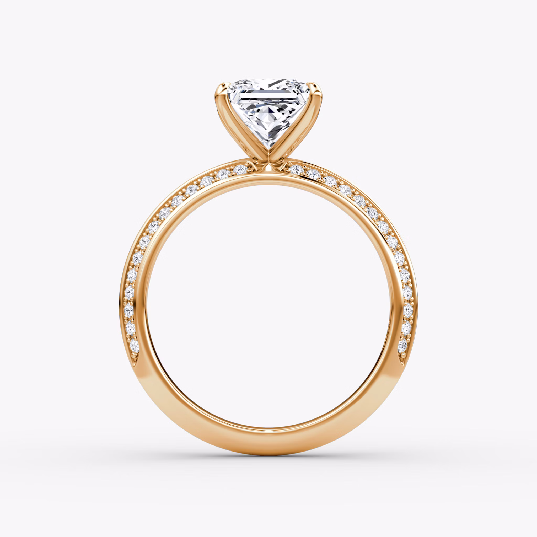 The Knife-Edge | Princess | 14k | Rose Gold | bandAccent: Pavé | hiddenHalo: no | diamondOrientation: vertical | caratWeight: other