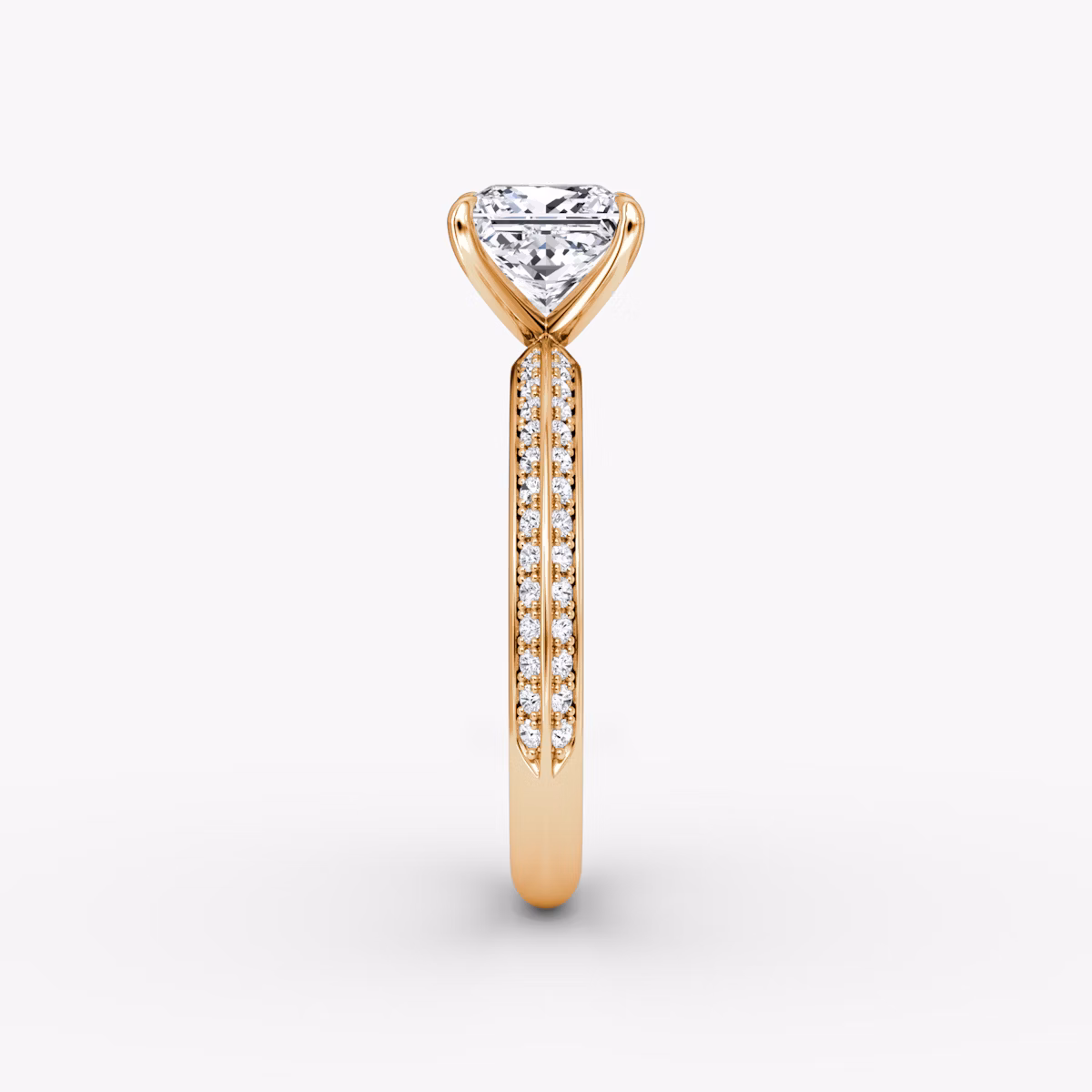 Knife-Edge | Princess | 14k | Roségold | bandAccent: Mit Pavé-Besatz | hiddenHalo: no | diamondOrientation: vertical | caratWeight: other