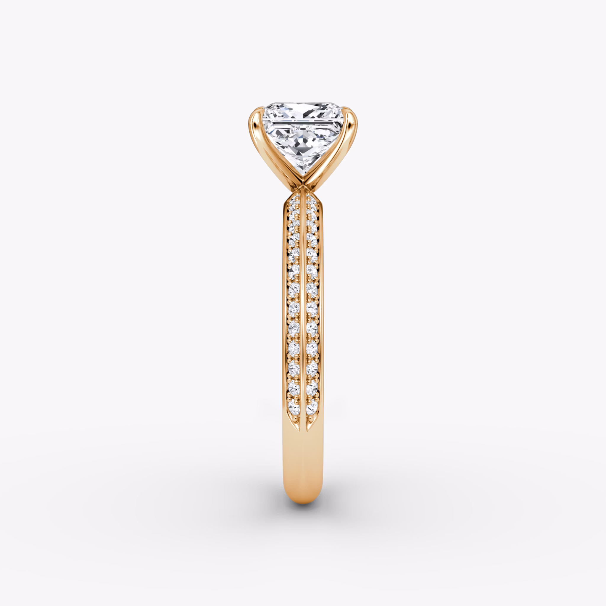 The Knife-Edge | Princess | 14k | Rose Gold | bandAccent: Pavé | hiddenHalo: no | diamondOrientation: vertical | caratWeight: other