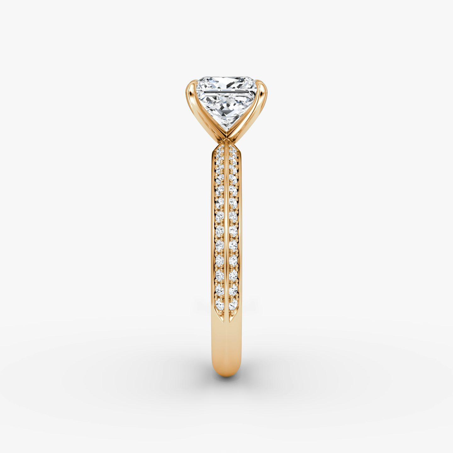 The Knife-Edge | Princess | 14k | Rose Gold | bandAccent: Pavé | hiddenHalo: no | diamondOrientation: vertical | caratWeight: other