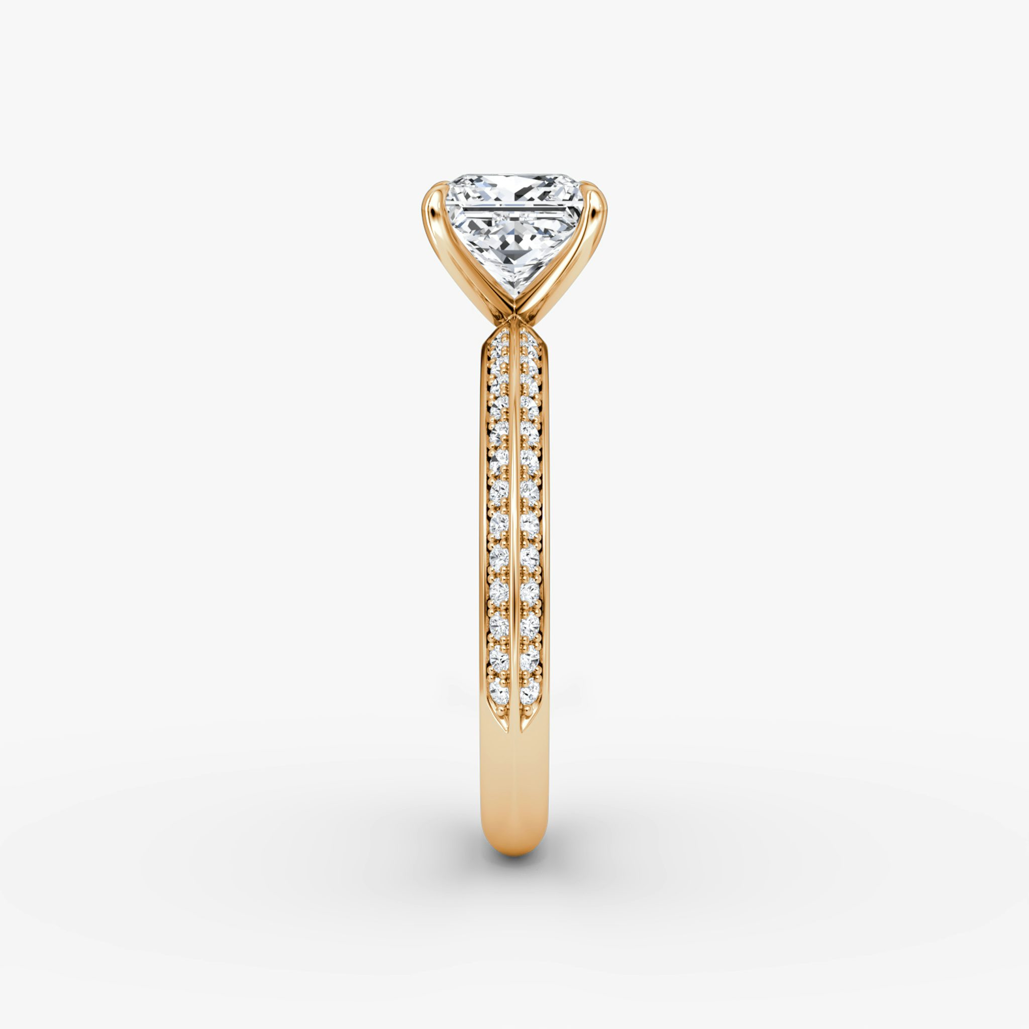 The Knife-Edge | Princess | 14k | Rose Gold | bandAccent: Pavé | hiddenHalo: no | diamondOrientation: vertical | caratWeight: other
