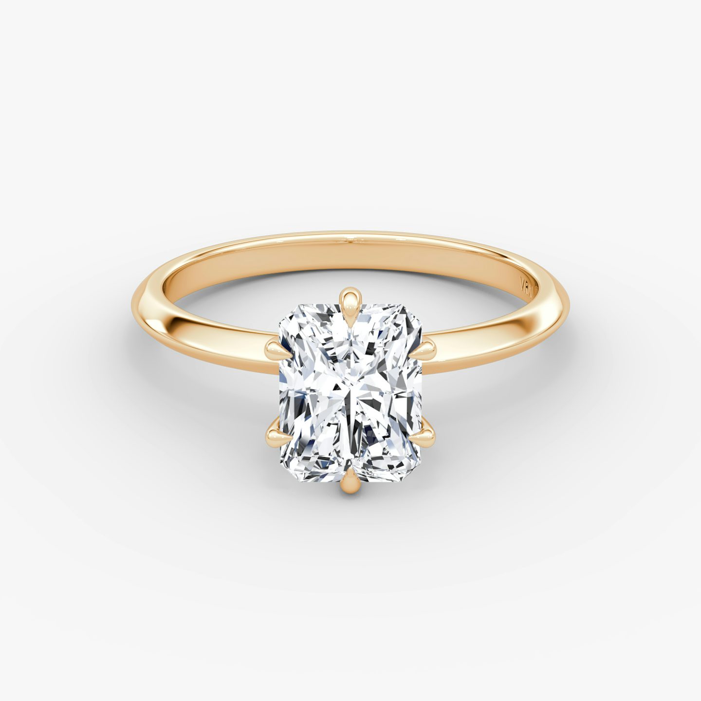 Anillo de compromiso Knife-Edge | Radiante | 14k | Oro rosa | bandAccent: Simple | hiddenHalo: no | diamondOrientation: vertical | caratWeight: other