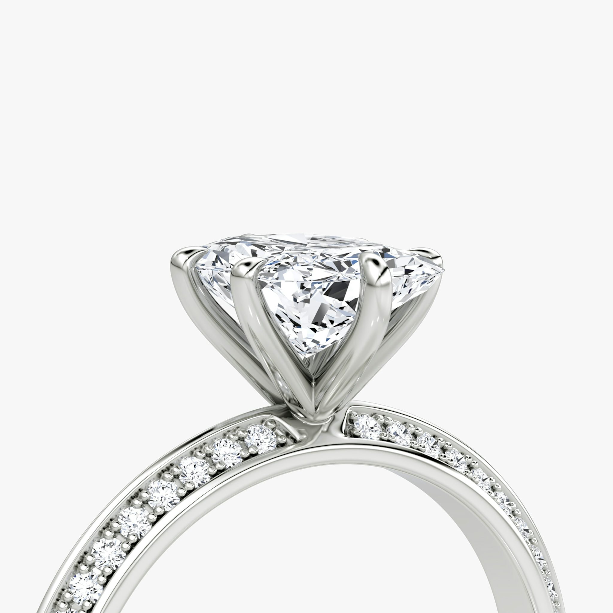 The Knife-Edge | Radiant | 18k | White Gold | bandAccent: Pavé | hiddenHalo: no | diamondOrientation: vertical | caratWeight: other