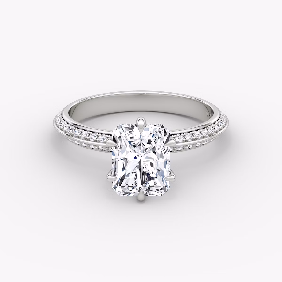 Knife-Edge | Radiant | Platin | bandAccent: Mit Pavé-Besatz | hiddenHalo: no | diamondOrientation: vertical | caratWeight: other