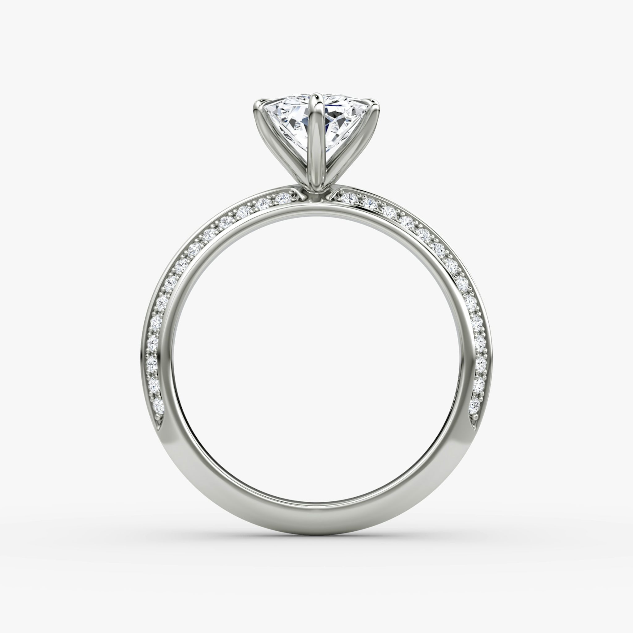 The Knife-Edge | Radiant | 18k | White Gold | bandAccent: Pavé | hiddenHalo: no | diamondOrientation: vertical | caratWeight: other