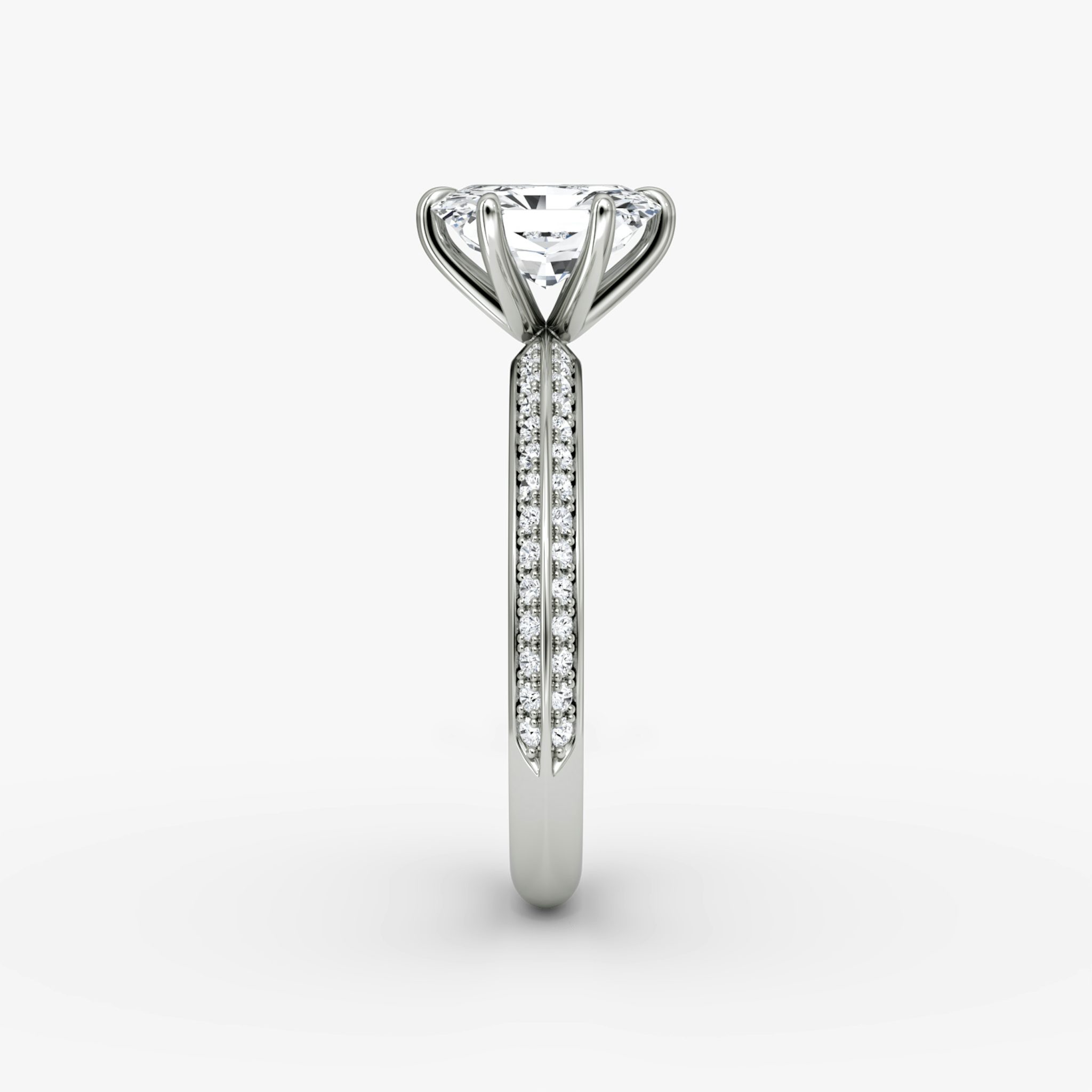 The Knife-Edge | Radiant | 18k | White Gold | bandAccent: Pavé | hiddenHalo: no | diamondOrientation: vertical | caratWeight: other