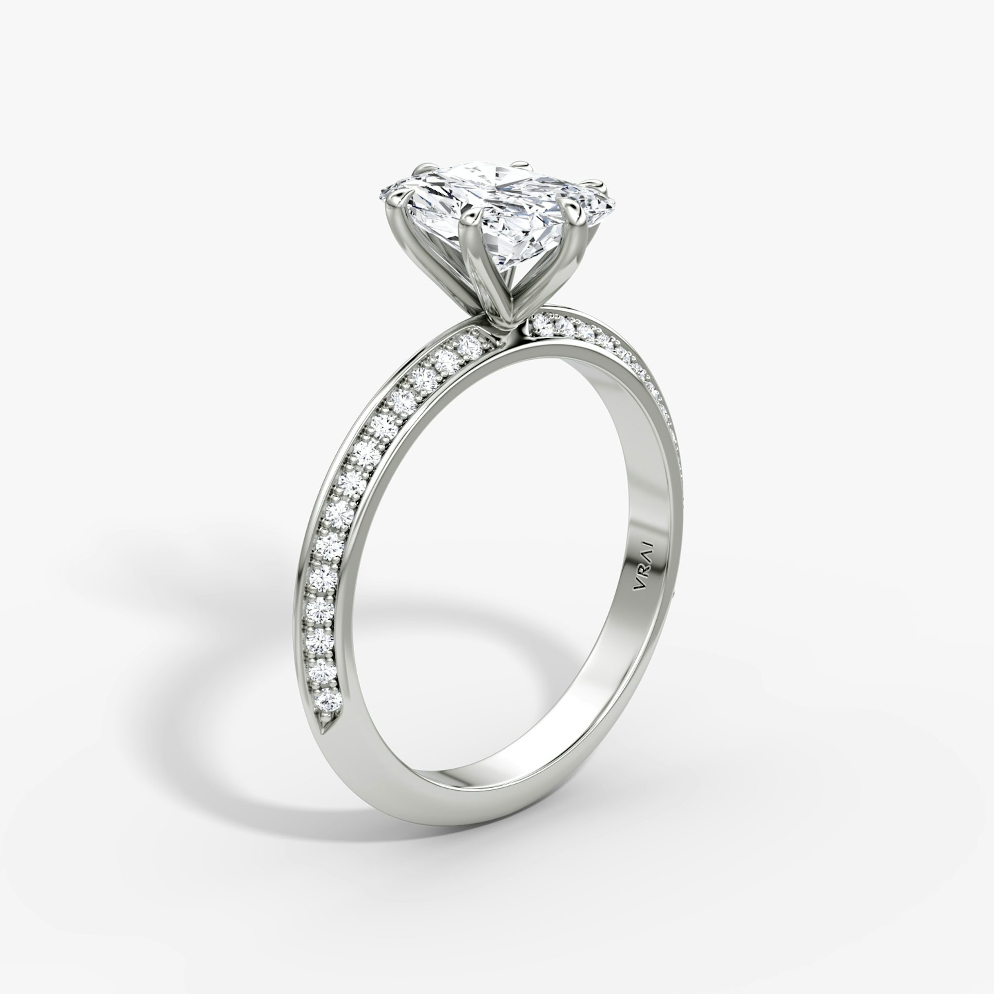 The Knife-Edge | Radiant | 18k | White Gold | bandAccent: Pavé | hiddenHalo: no | diamondOrientation: vertical | caratWeight: other