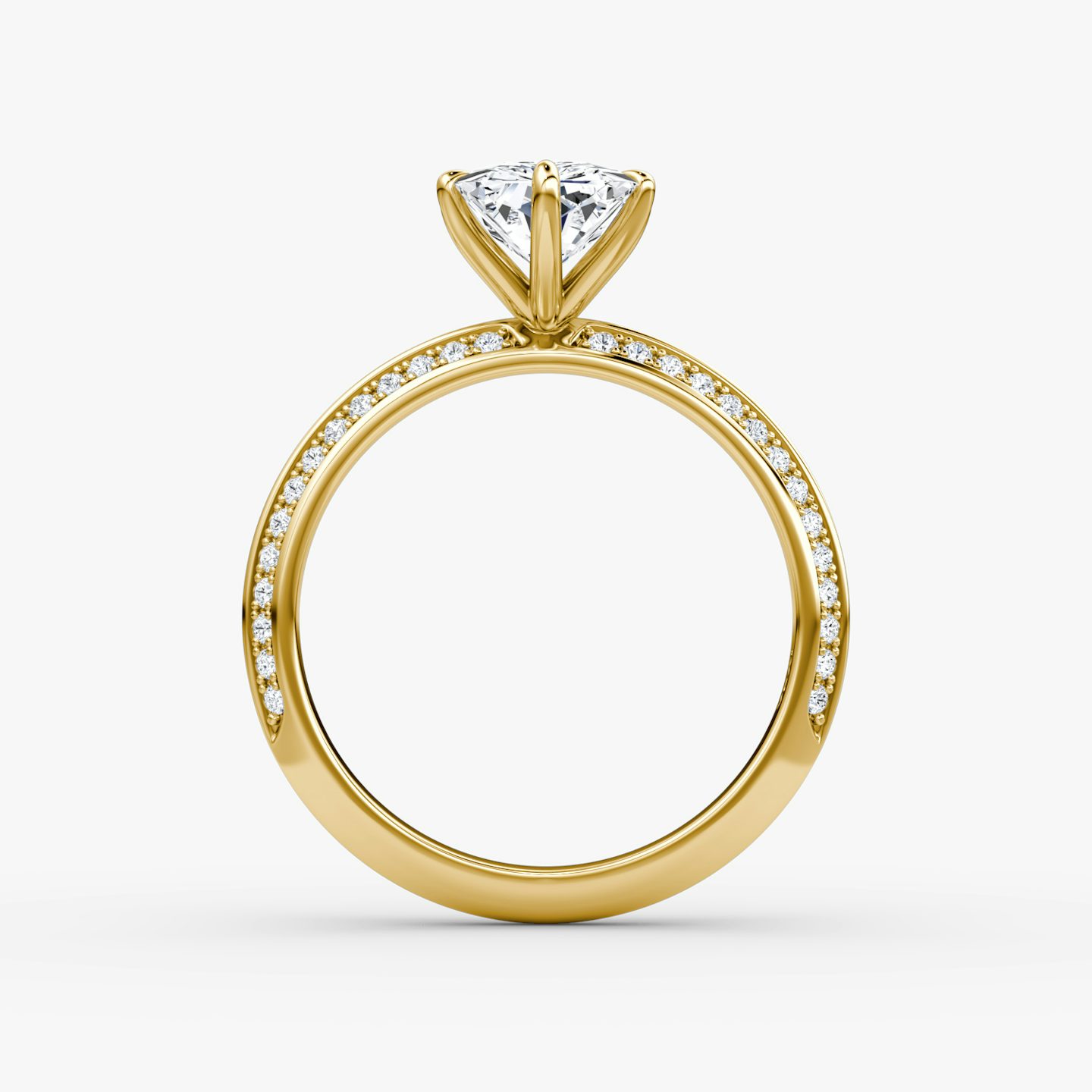 The Knife-Edge | Radiant | 18k | Yellow Gold | bandAccent: Pavé | hiddenHalo: no | diamondOrientation: vertical | caratWeight: other