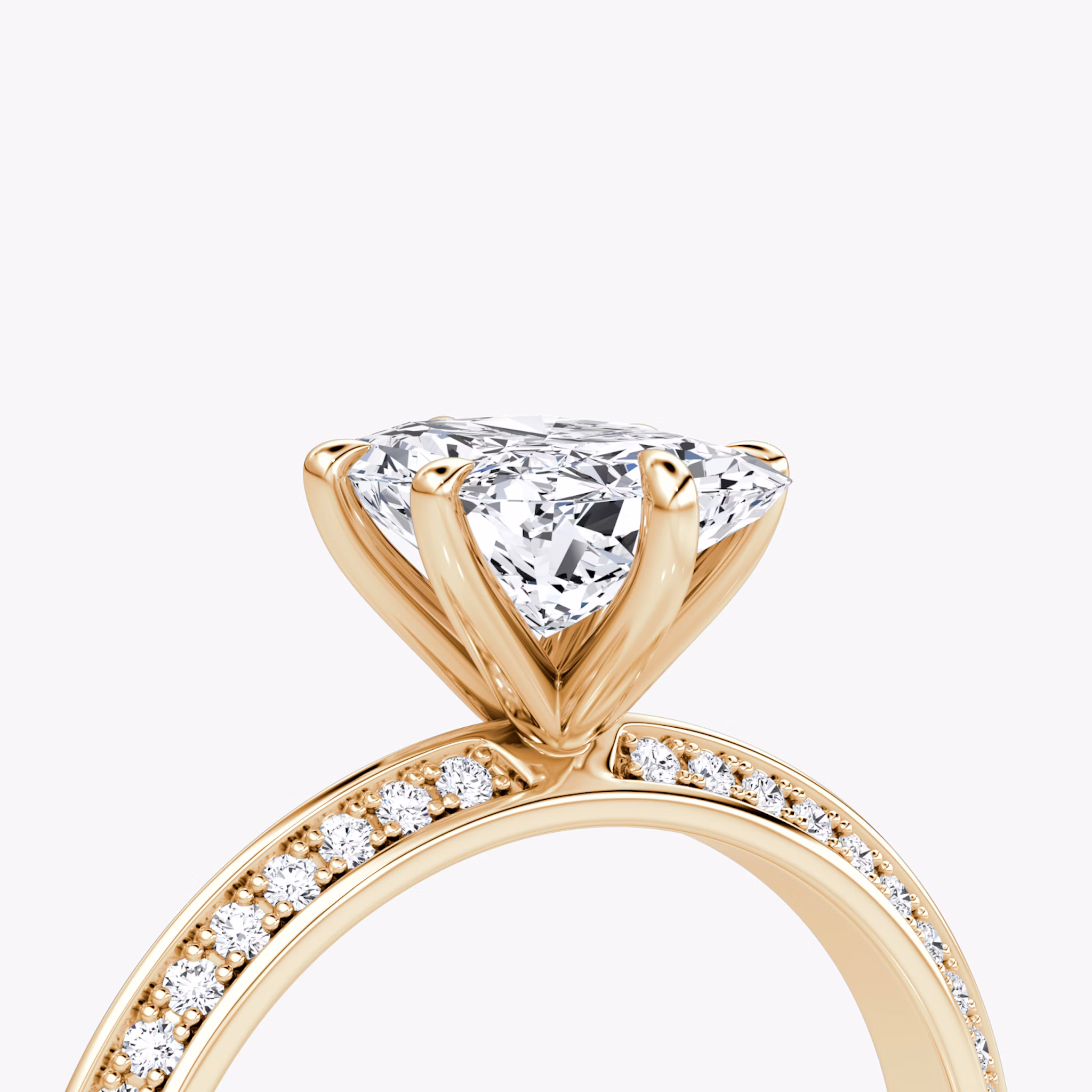 The Knife-Edge | Radiant | 14k | Rose Gold | bandAccent: Pavé | hiddenHalo: no | diamondOrientation: vertical | caratWeight: other