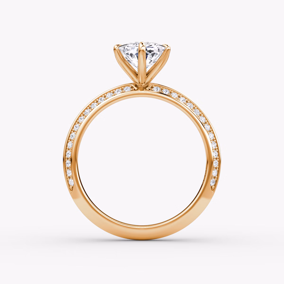 Knife-Edge | Radiant | 14k | Roségold | bandAccent: Mit Pavé-Besatz | hiddenHalo: no | diamondOrientation: vertical | caratWeight: other