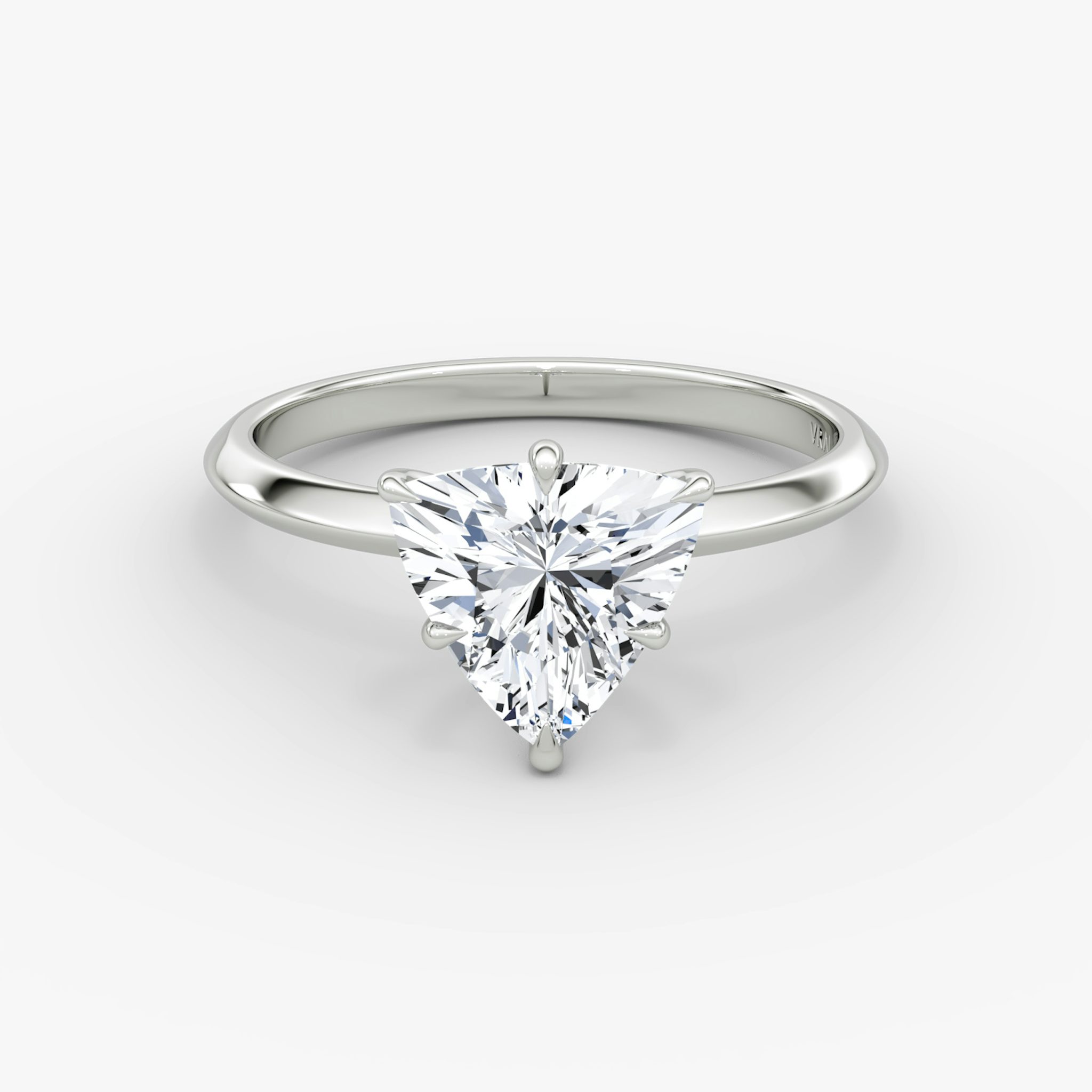 The Knife-Edge | Trillion | 18k | White Gold | bandAccent: Plain | hiddenHalo: no | diamondOrientation: vertical | caratWeight: other