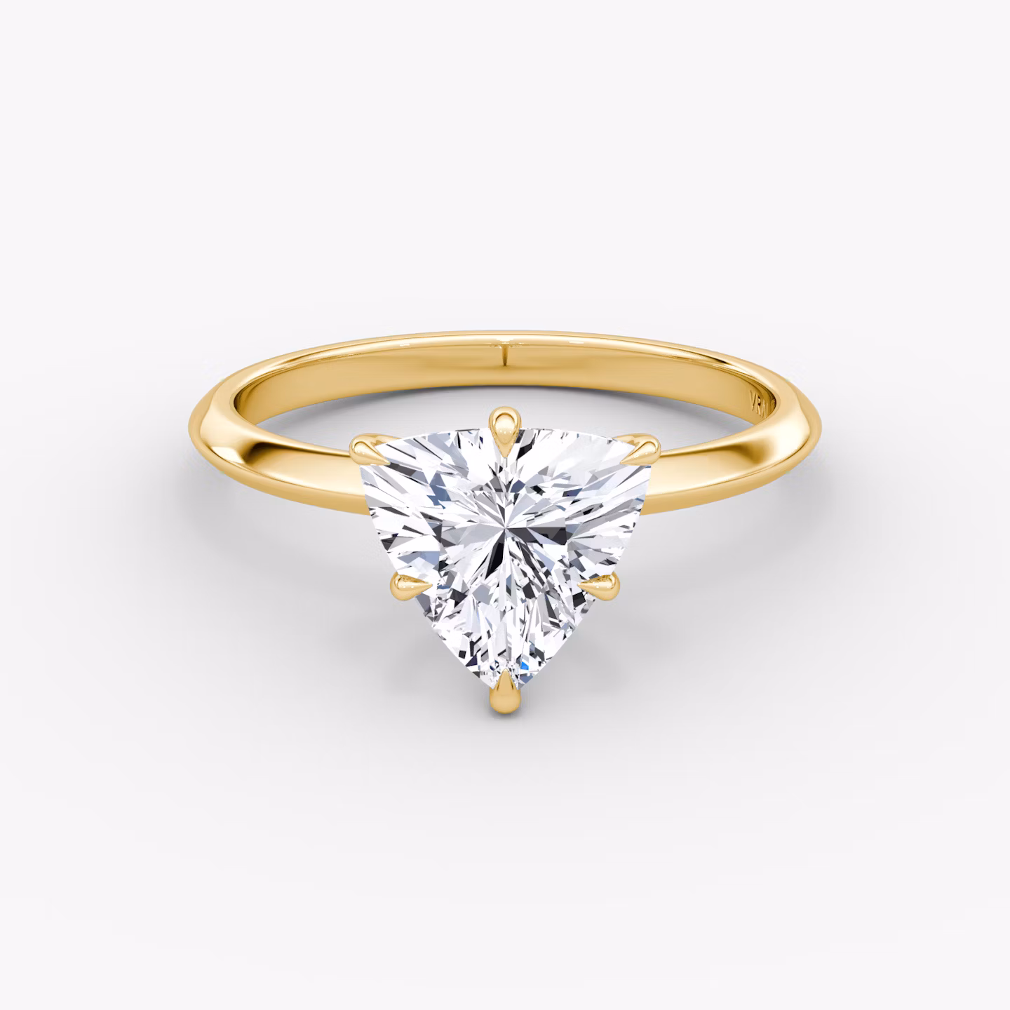 The Knife-Edge | Trillion | 18k | Yellow Gold | bandAccent: Plain | hiddenHalo: no | diamondOrientation: vertical | caratWeight: other
