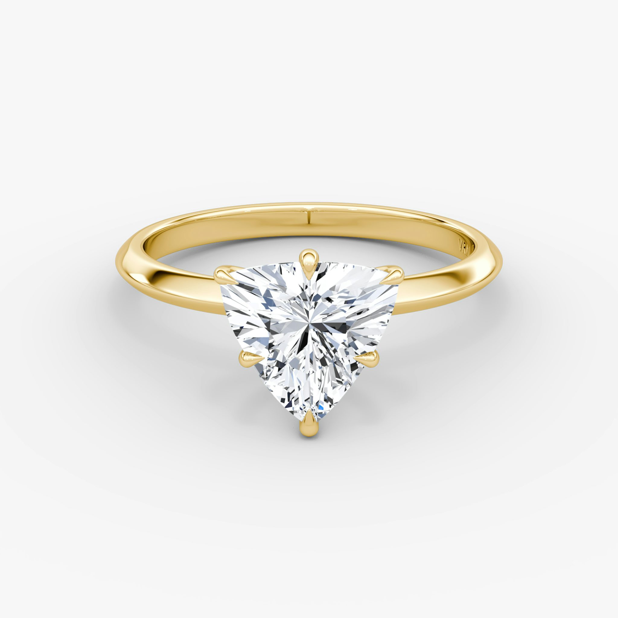 The Knife-Edge | Trillion | 18k | Yellow Gold | bandAccent: Plain | hiddenHalo: no | diamondOrientation: vertical | caratWeight: other