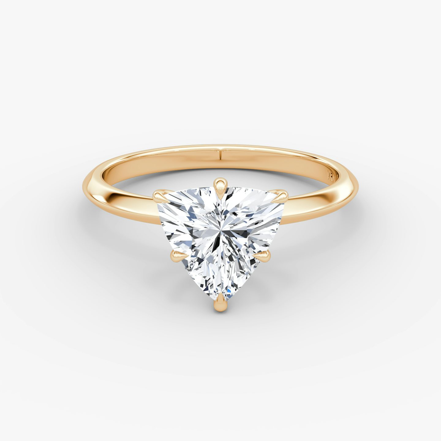 The Knife-Edge | Trillion | 14k | Rose Gold | bandAccent: Plain | hiddenHalo: no | diamondOrientation: vertical | caratWeight: other