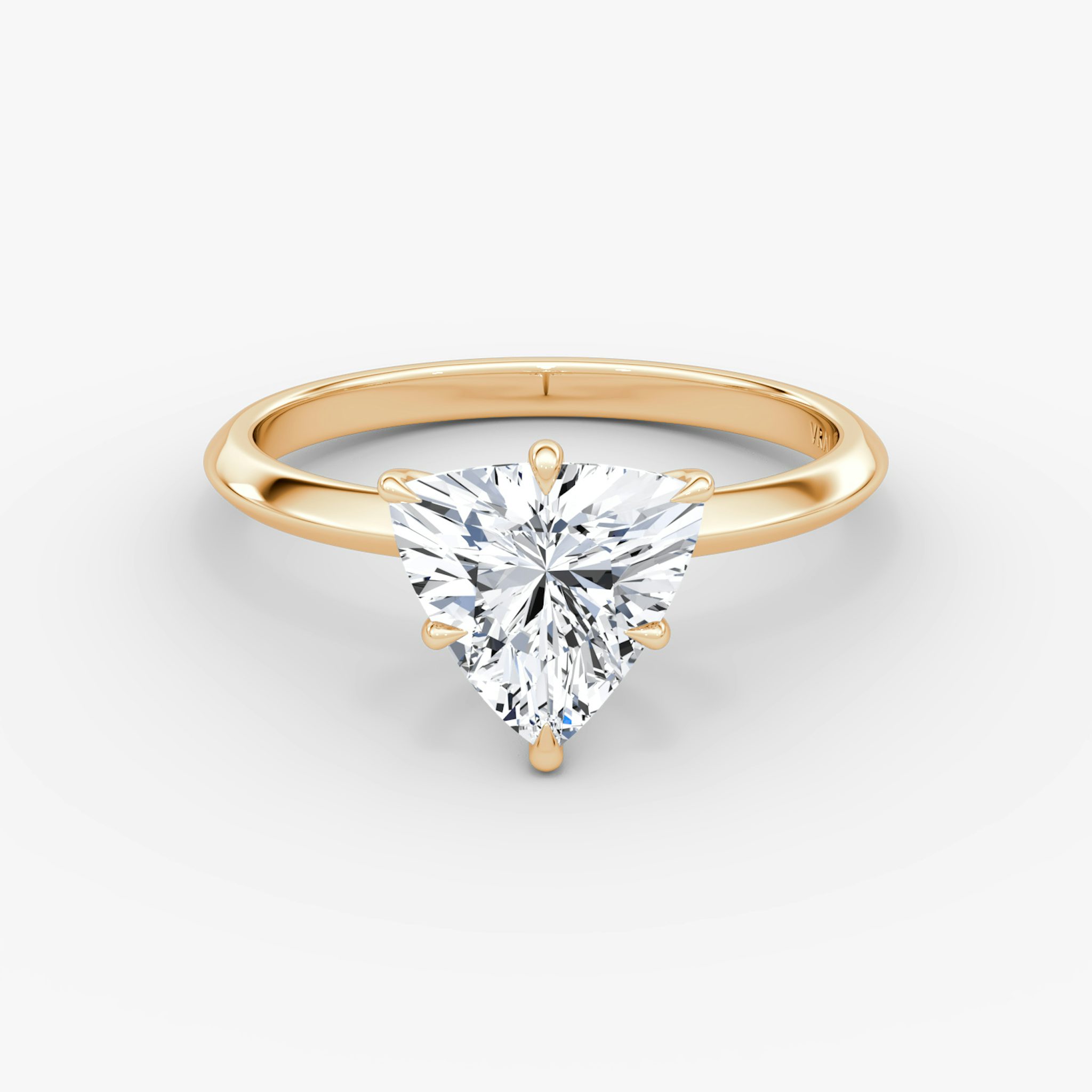 The Knife-Edge | Trillion | 14k | Rose Gold | bandAccent: Plain | hiddenHalo: no | diamondOrientation: vertical | caratWeight: other