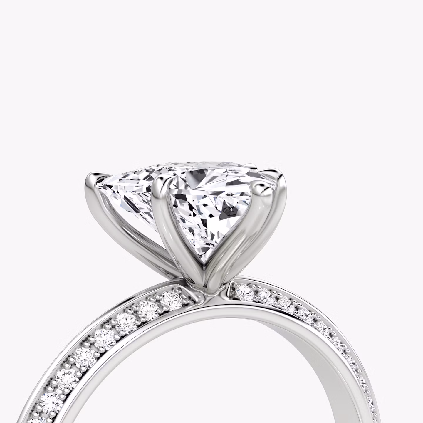 The Knife-Edge | Trillion | 18k | White Gold | bandAccent: Pavé | hiddenHalo: no | diamondOrientation: vertical | caratWeight: other