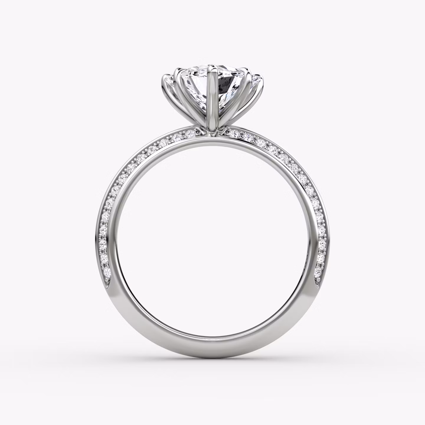 The Knife-Edge | Trillion | 18k | White Gold | bandAccent: Pavé | hiddenHalo: no | diamondOrientation: vertical | caratWeight: other