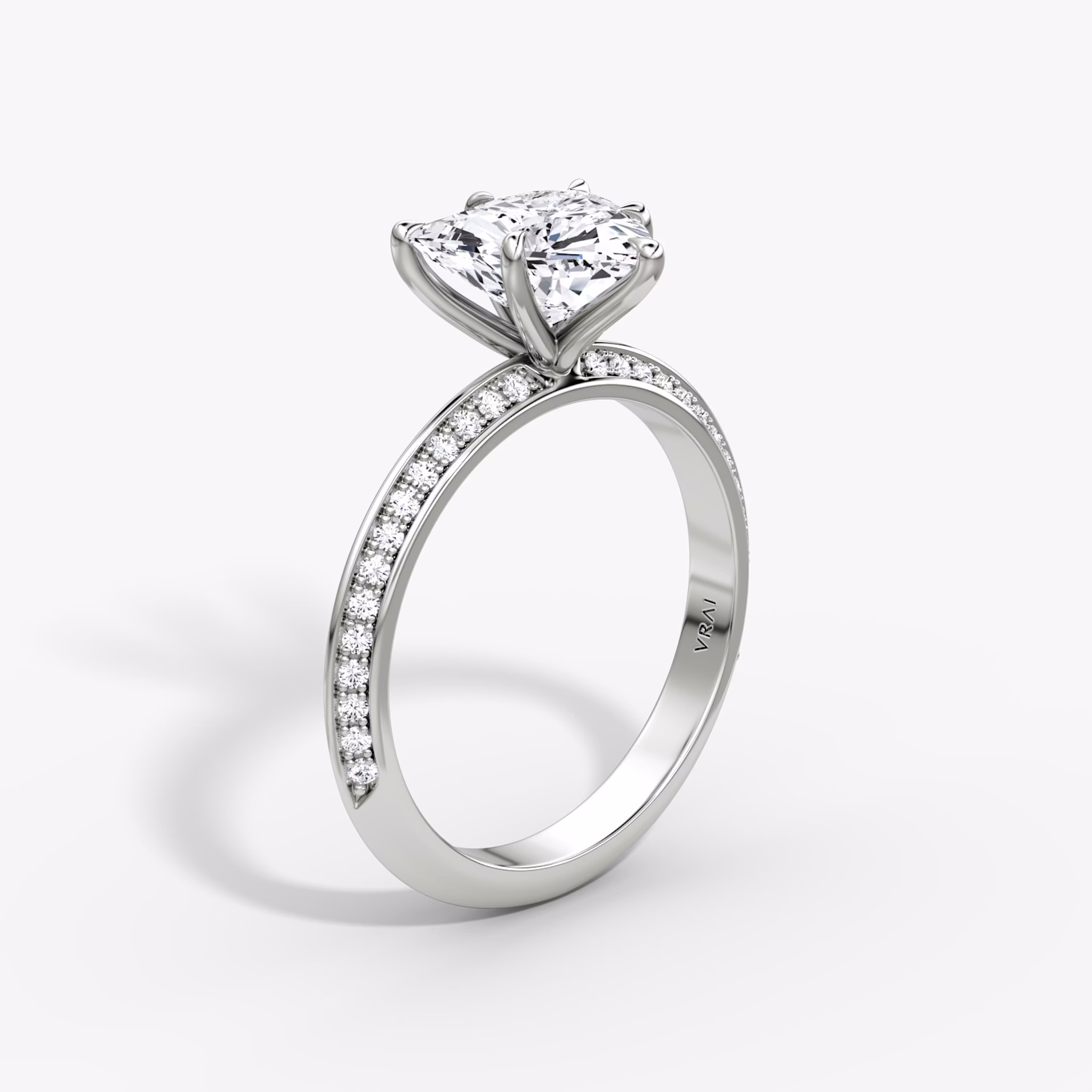 The Knife-Edge | Trillion | 18k | White Gold | bandAccent: Pavé | hiddenHalo: no | diamondOrientation: vertical | caratWeight: other