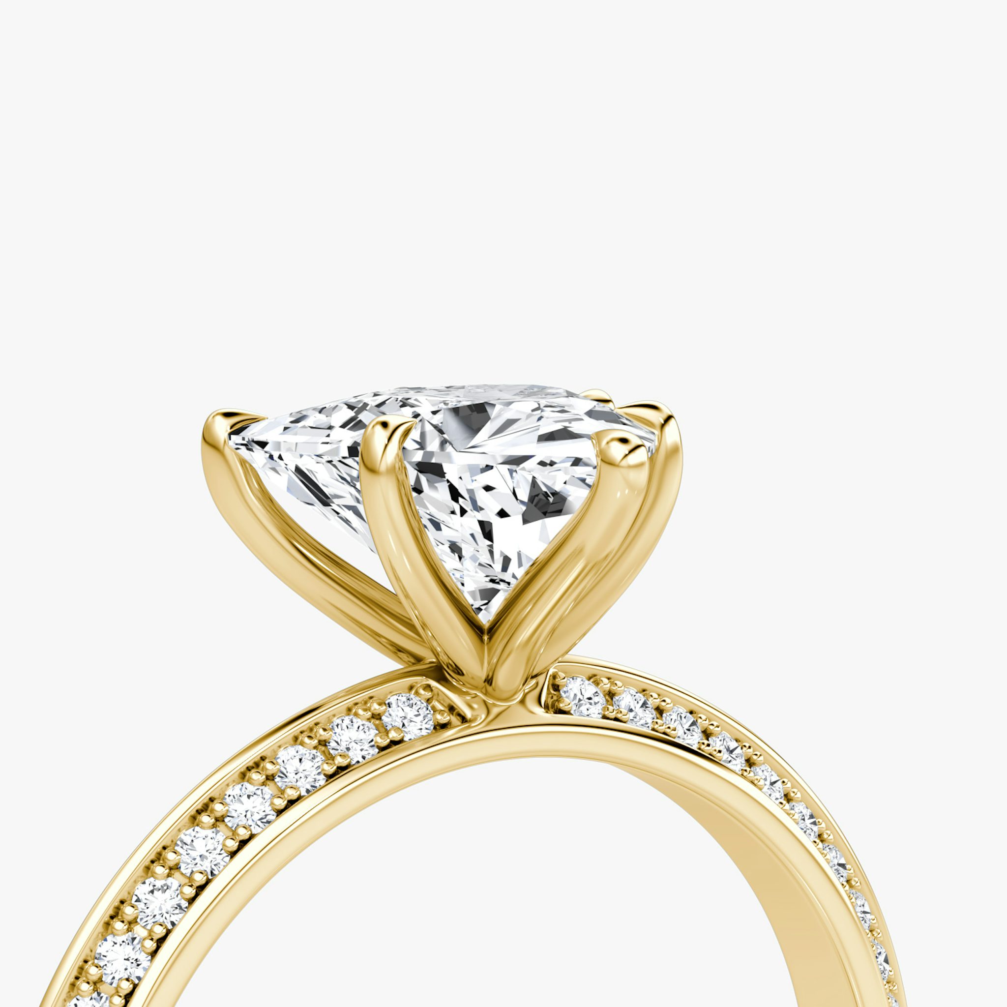 The Knife-Edge | Trillion | 18k | Yellow Gold | bandAccent: Pavé | hiddenHalo: no | diamondOrientation: vertical | caratWeight: other
