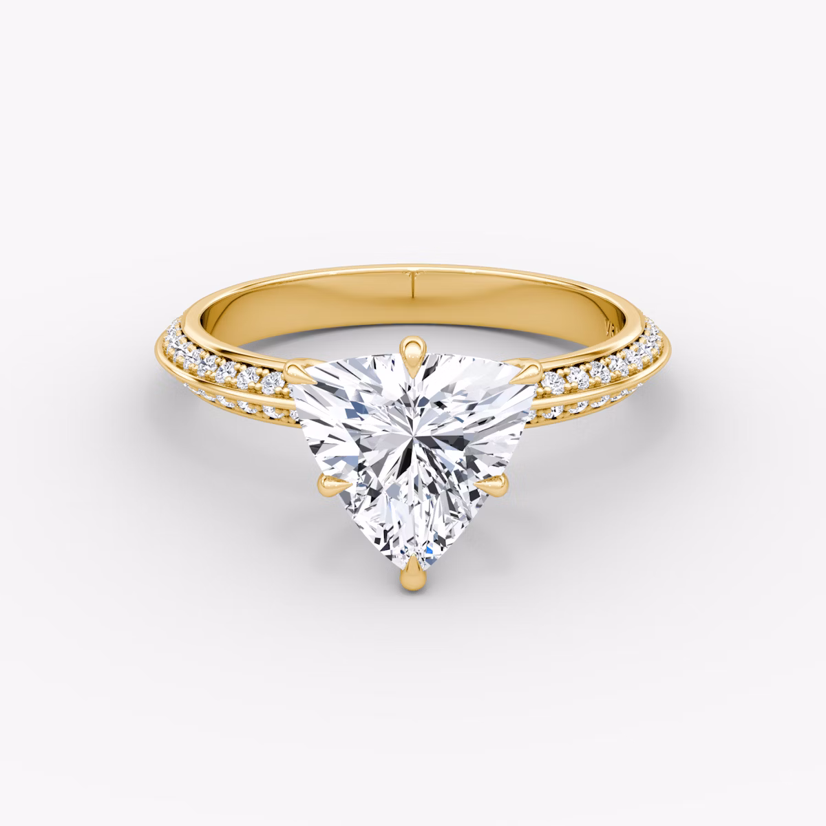 Knife-Edge | Trillant | 18k | Gelbgold | bandAccent: Mit Pavé-Besatz | hiddenHalo: no | diamondOrientation: vertical | caratWeight: other