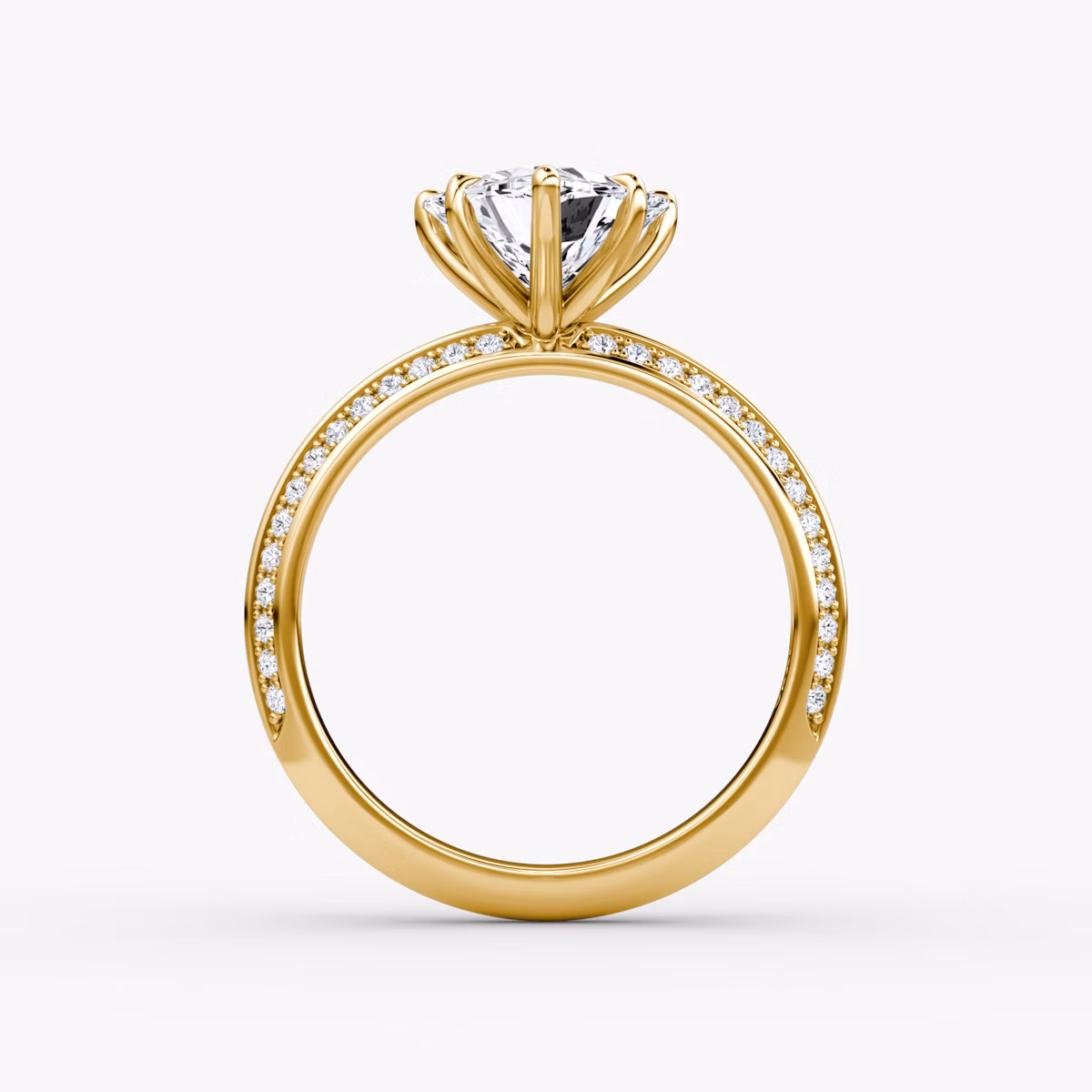 Knife-Edge | Trillant | 18k | Gelbgold | bandAccent: Mit Pavé-Besatz | hiddenHalo: no | diamondOrientation: vertical | caratWeight: other