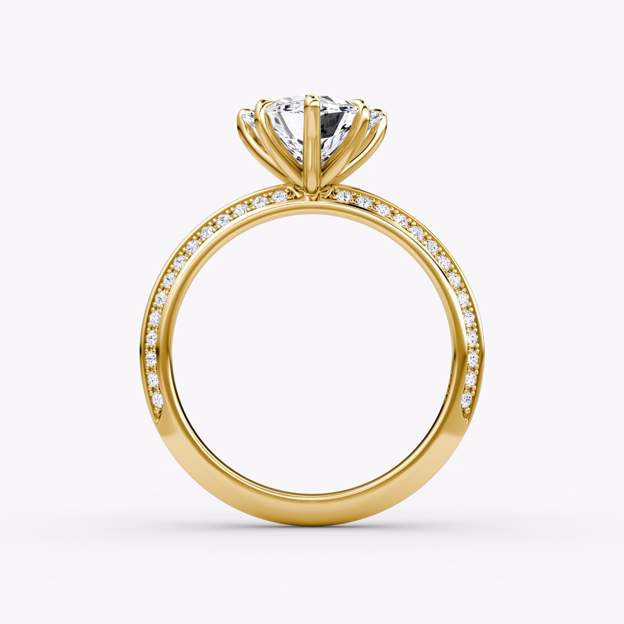 The Knife-Edge | Trillion | 18k | Yellow Gold | bandAccent: Pavé | hiddenHalo: no | diamondOrientation: vertical | caratWeight: other