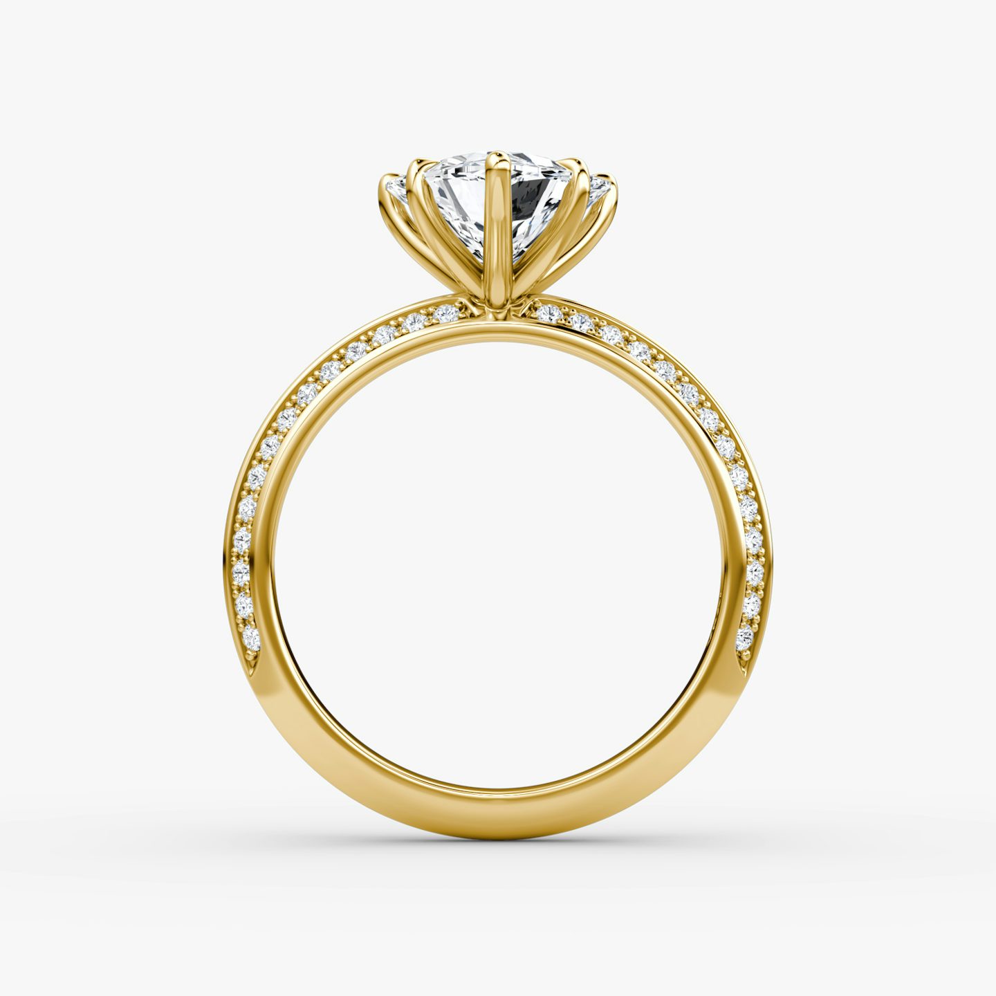 The Knife-Edge | Trillion | 18k | Yellow Gold | bandAccent: Pavé | hiddenHalo: no | diamondOrientation: vertical | caratWeight: other