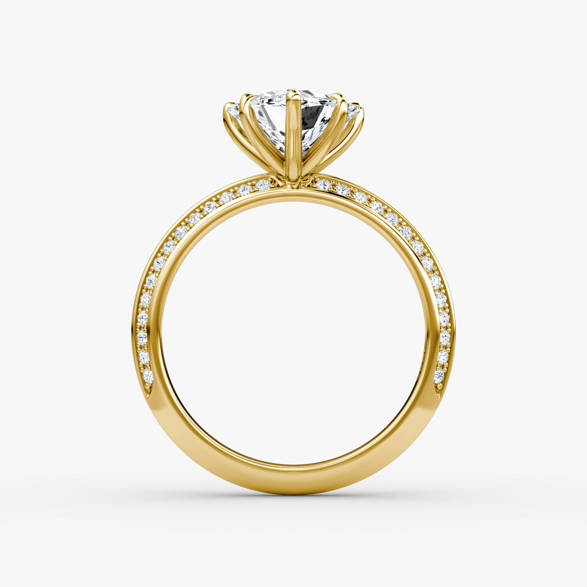 The Knife-Edge | Trillion | 18k | Yellow Gold | bandAccent: Pavé | hiddenHalo: no | diamondOrientation: vertical | caratWeight: other