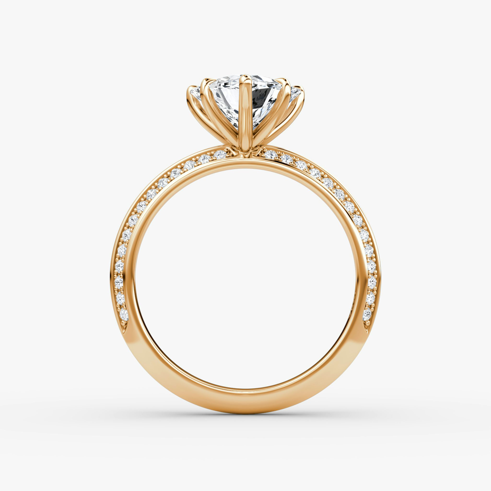 The Knife-Edge | Trillion | 14k | Rose Gold | bandAccent: Pavé | hiddenHalo: no | diamondOrientation: vertical | caratWeight: other