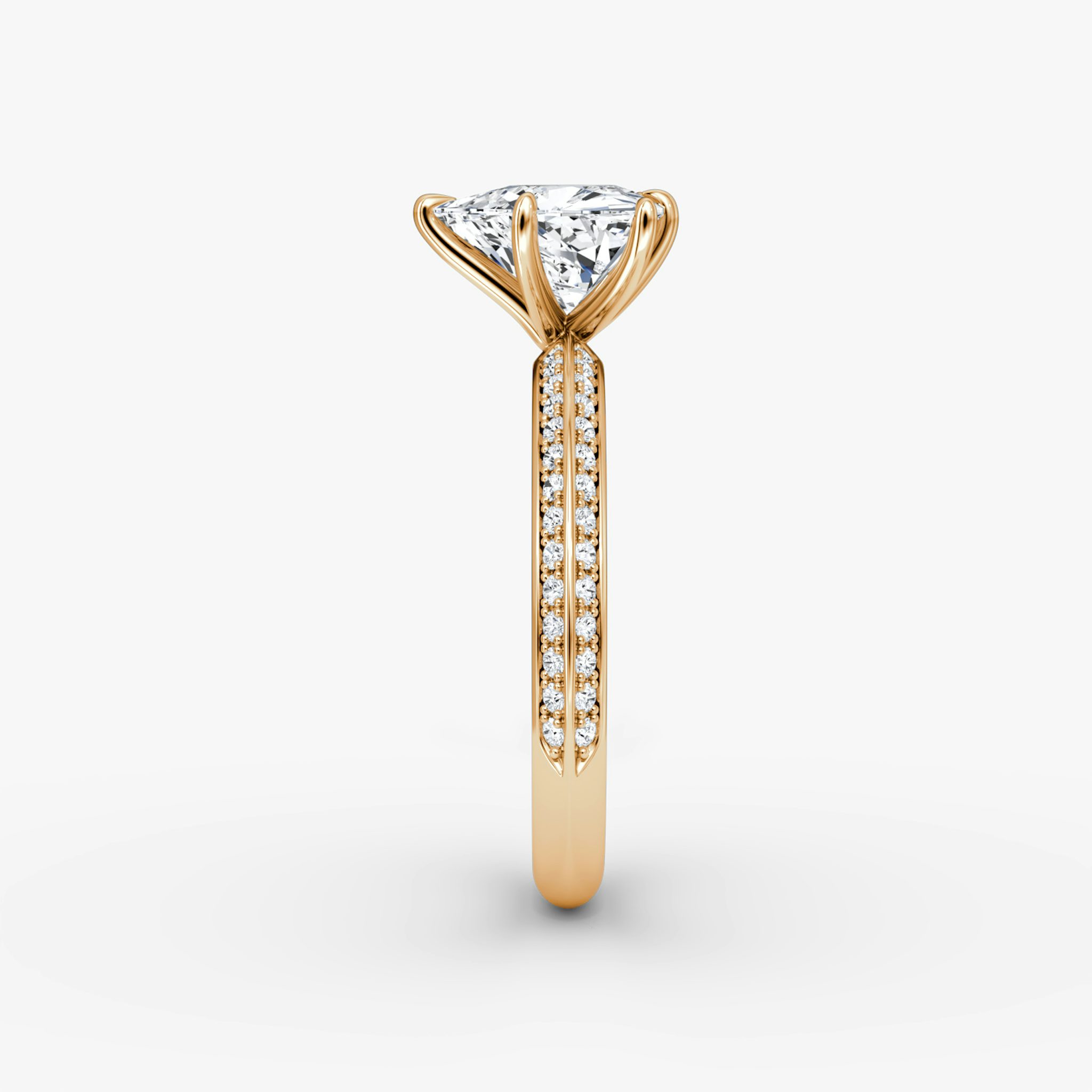 The Knife-Edge | Trillion | 14k | Rose Gold | bandAccent: Pavé | hiddenHalo: no | diamondOrientation: vertical | caratWeight: other