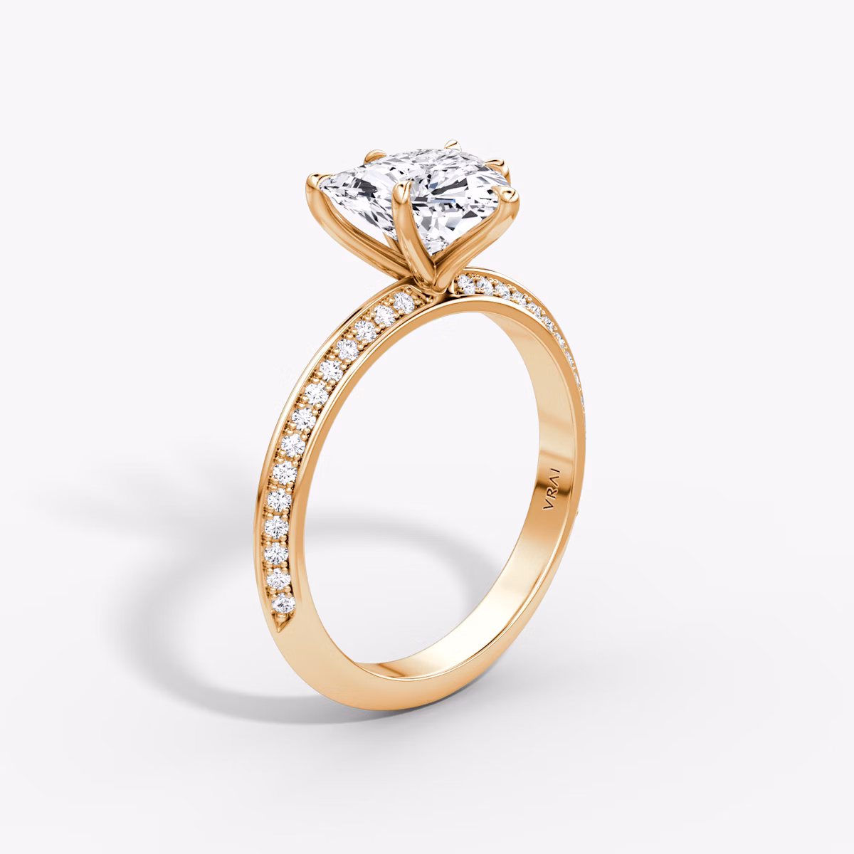 Knife-Edge | Trillant | 14k | Roségold | bandAccent: Mit Pavé-Besatz | hiddenHalo: no | diamondOrientation: vertical | caratWeight: other