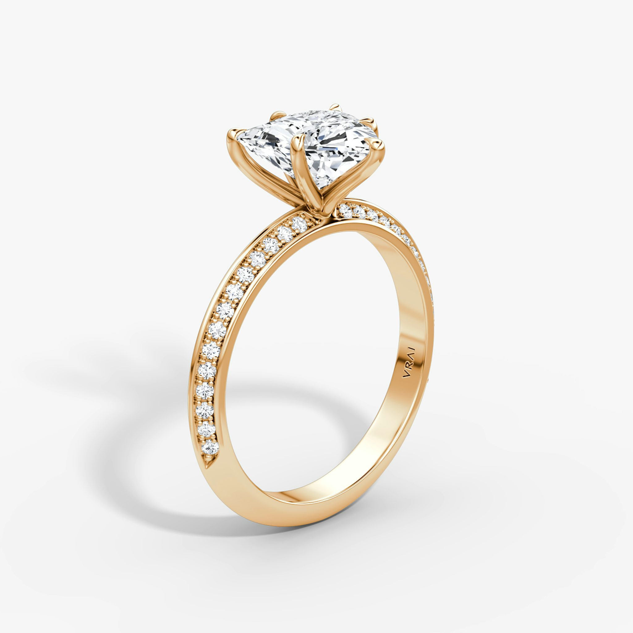 The Knife-Edge | Trillion | 14k | Rose Gold | bandAccent: Pavé | hiddenHalo: no | diamondOrientation: vertical | caratWeight: other