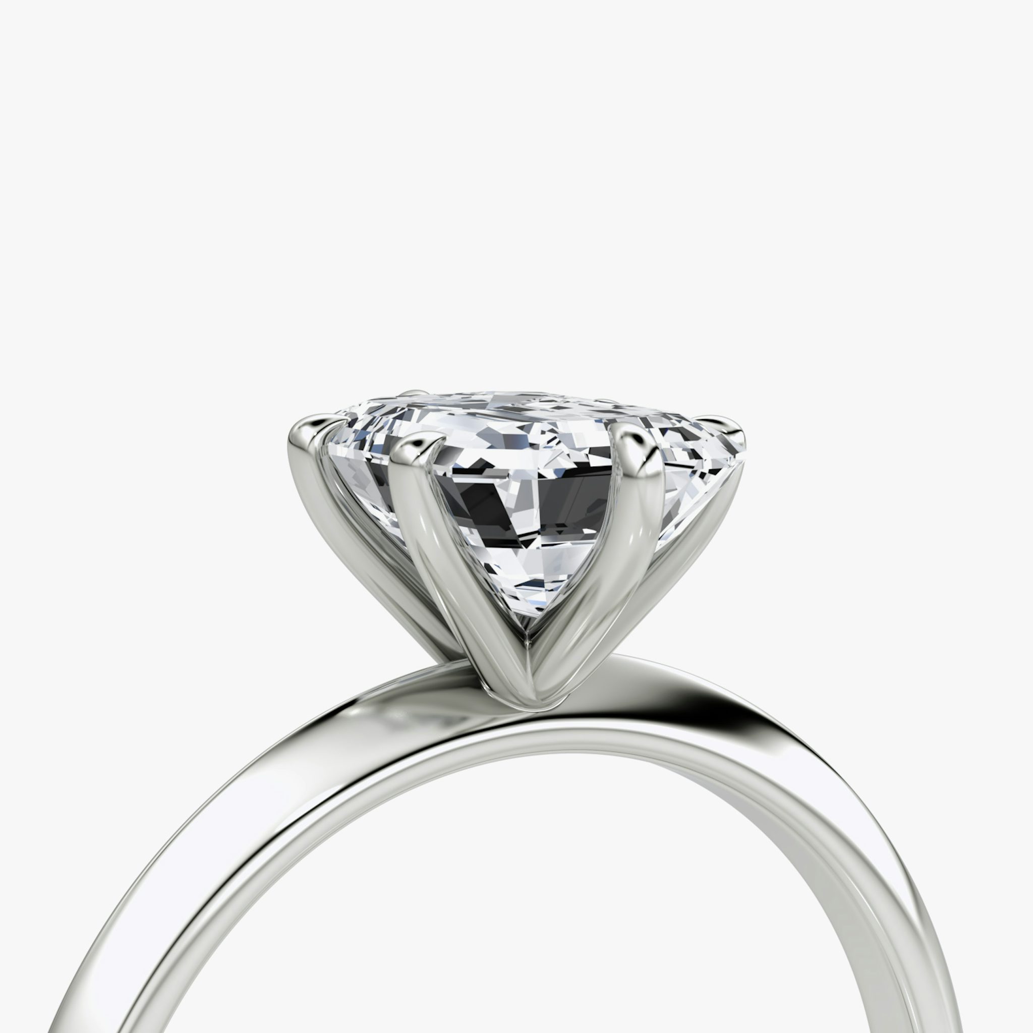 The Knife-Edge | Emerald | 18k | White Gold | bandAccent: Plain | hiddenHalo: no | diamondOrientation: vertical | caratWeight: other