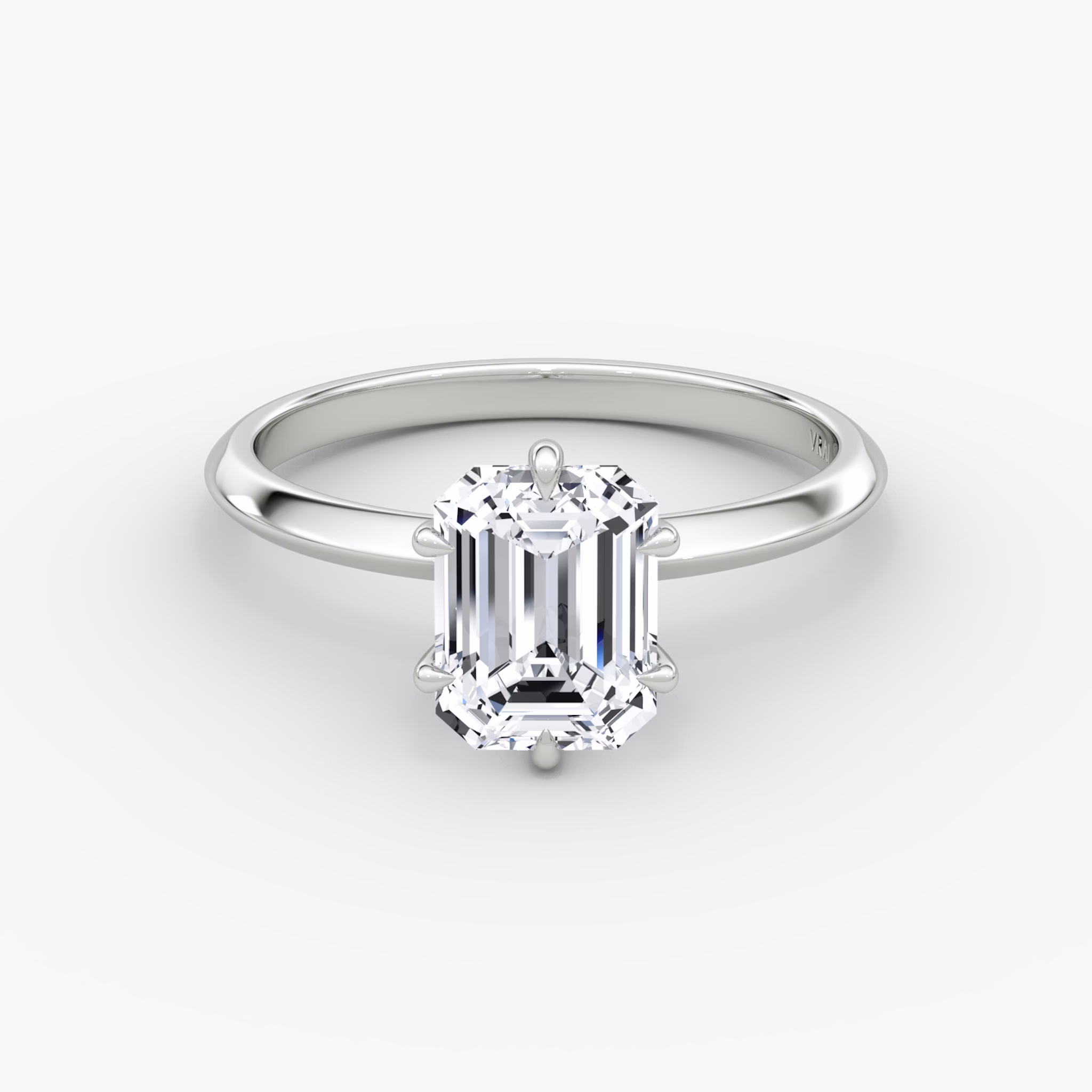 The Knife-Edge | Emerald | 18k | White Gold | bandAccent: Plain | hiddenHalo: no | diamondOrientation: vertical | caratWeight: other