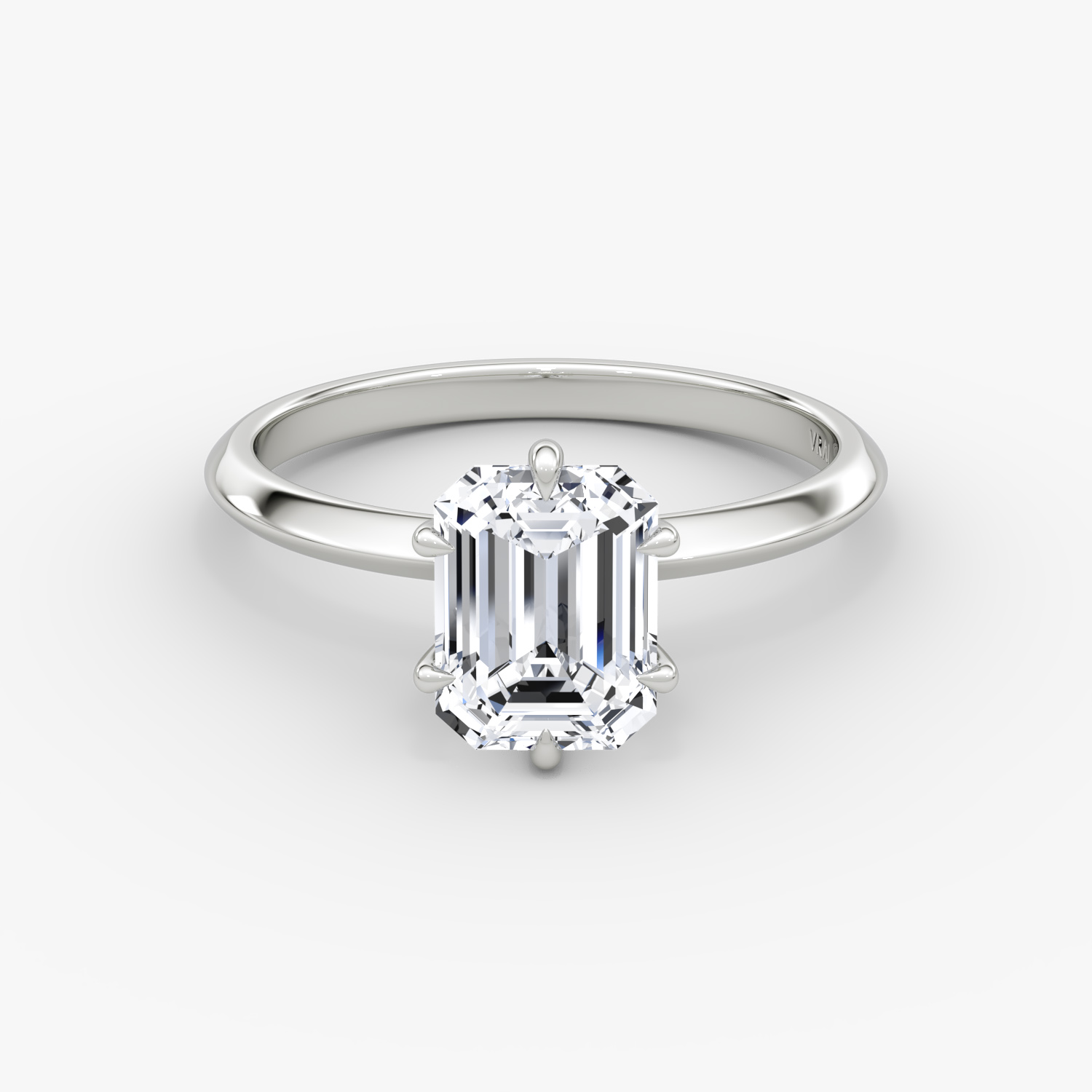 The Knife-Edge Emerald Engagement Ring in White Gold with Plain Band