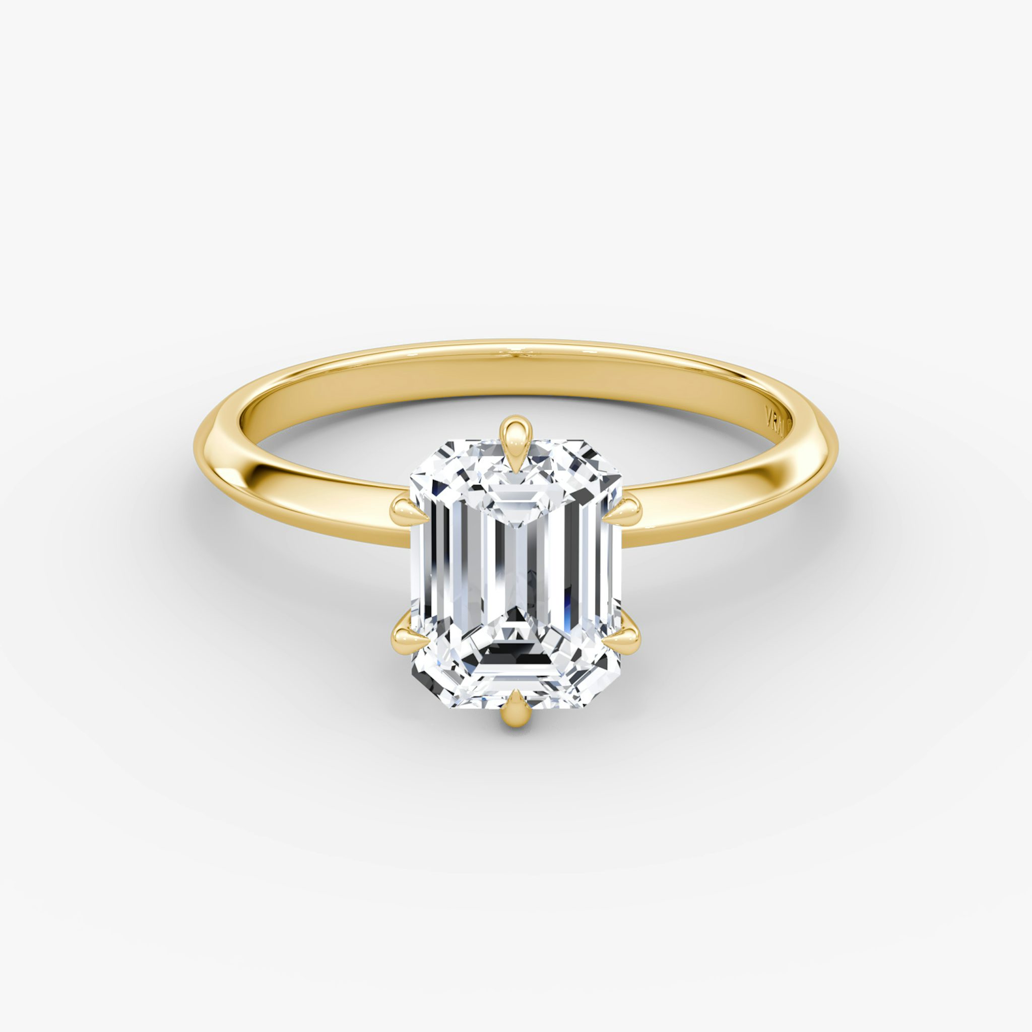 The Knife-Edge | Emerald | 18k | Yellow Gold | bandAccent: Plain | hiddenHalo: no | diamondOrientation: vertical | caratWeight: other