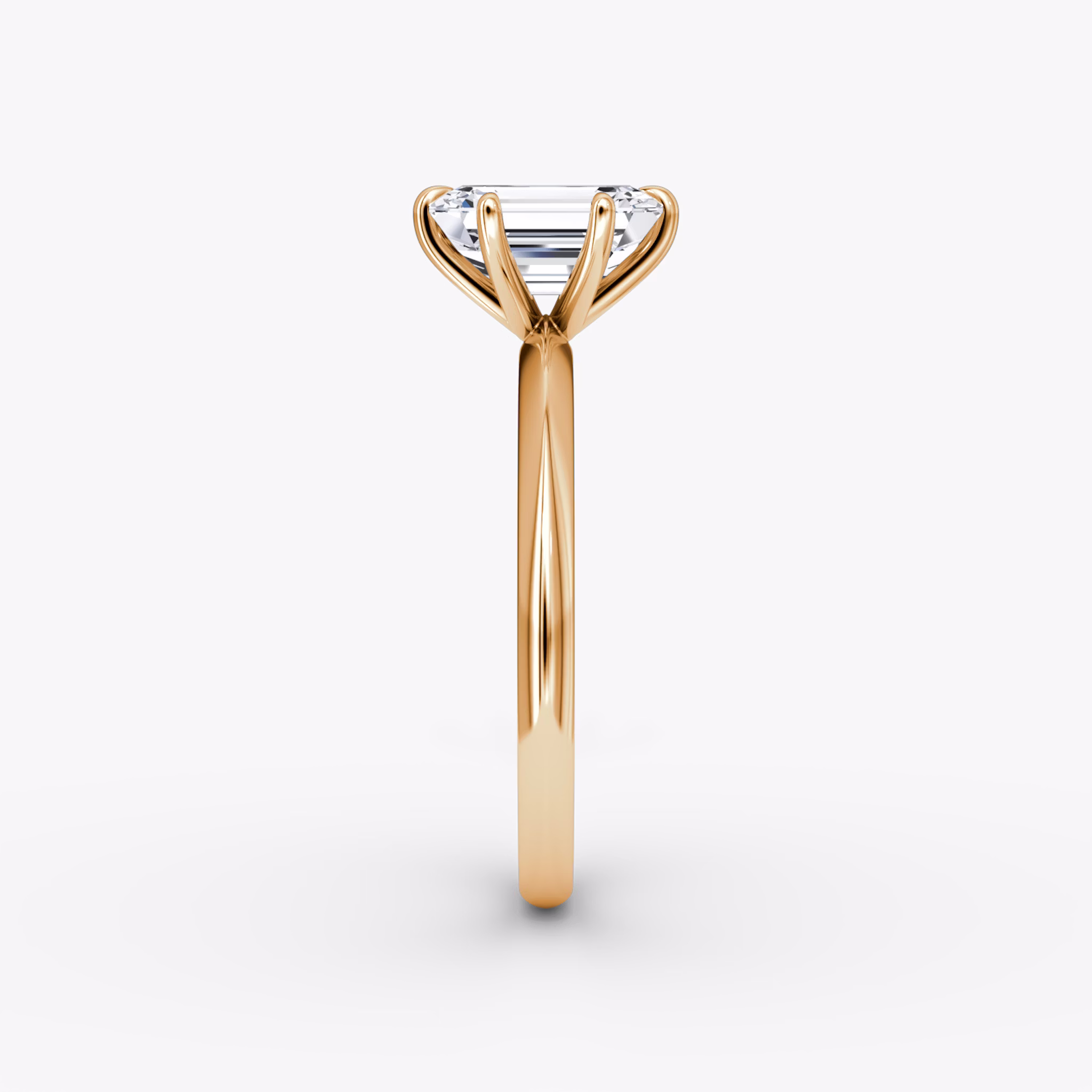 The Knife-Edge | Emerald | 14k | Rose Gold | bandAccent: Plain | hiddenHalo: no | diamondOrientation: vertical | caratWeight: other