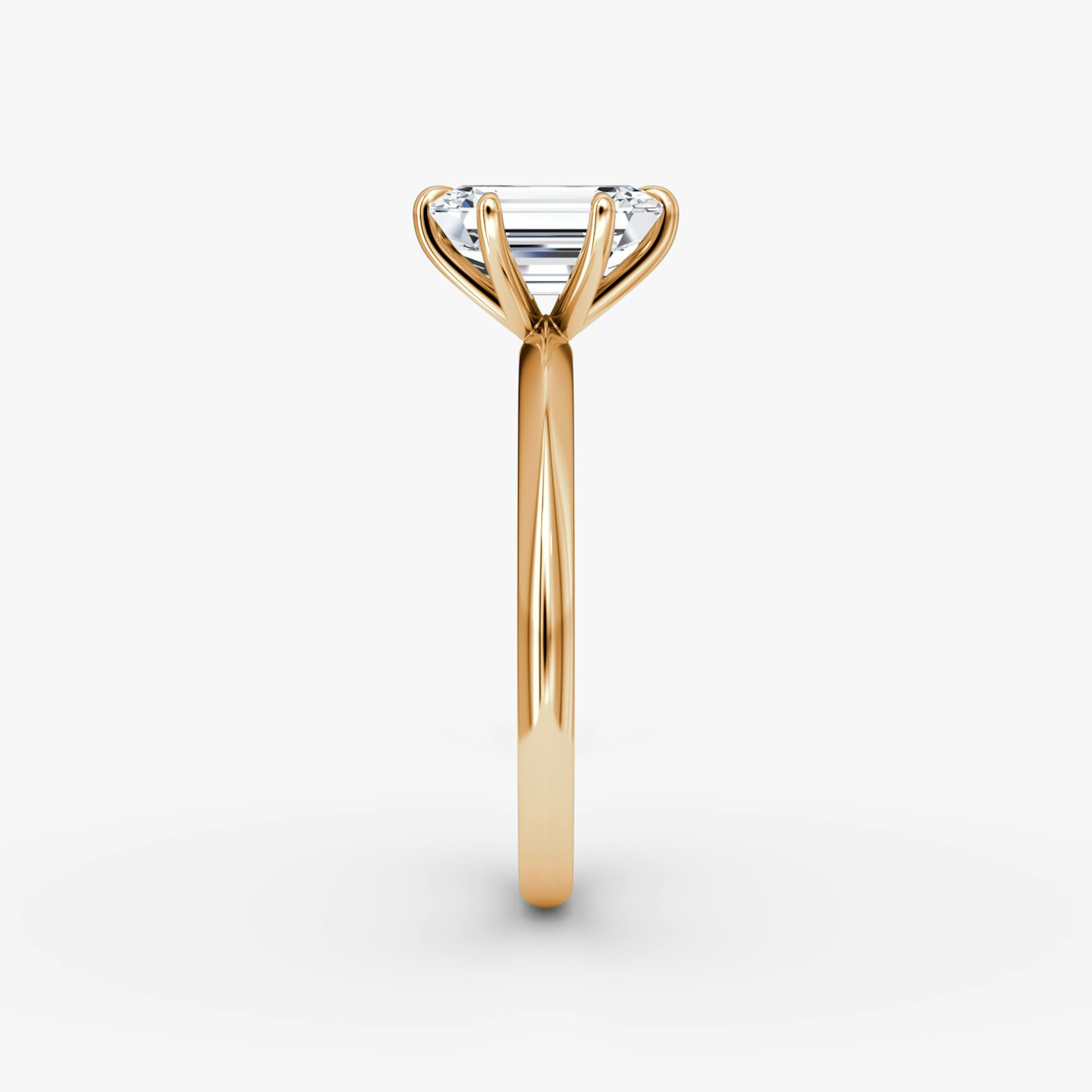 The Knife-Edge | Emerald | 14k | Rose Gold | bandAccent: Plain | hiddenHalo: no | diamondOrientation: vertical | caratWeight: other