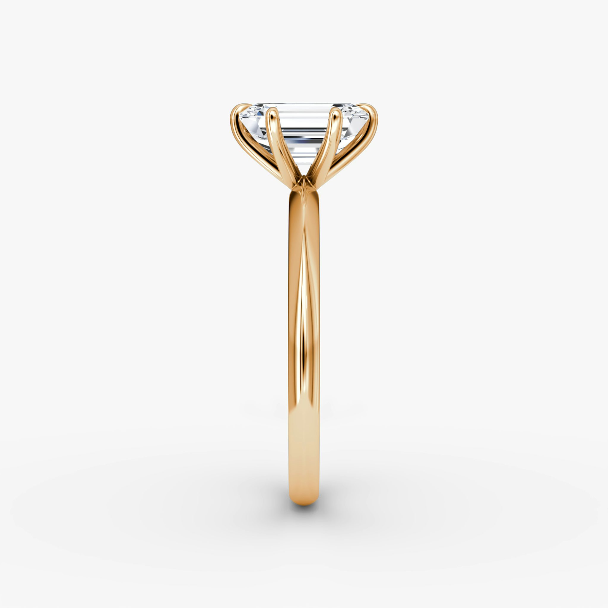 The Knife-Edge | Emerald | 14k | Rose Gold | bandAccent: Plain | hiddenHalo: no | diamondOrientation: vertical | caratWeight: other