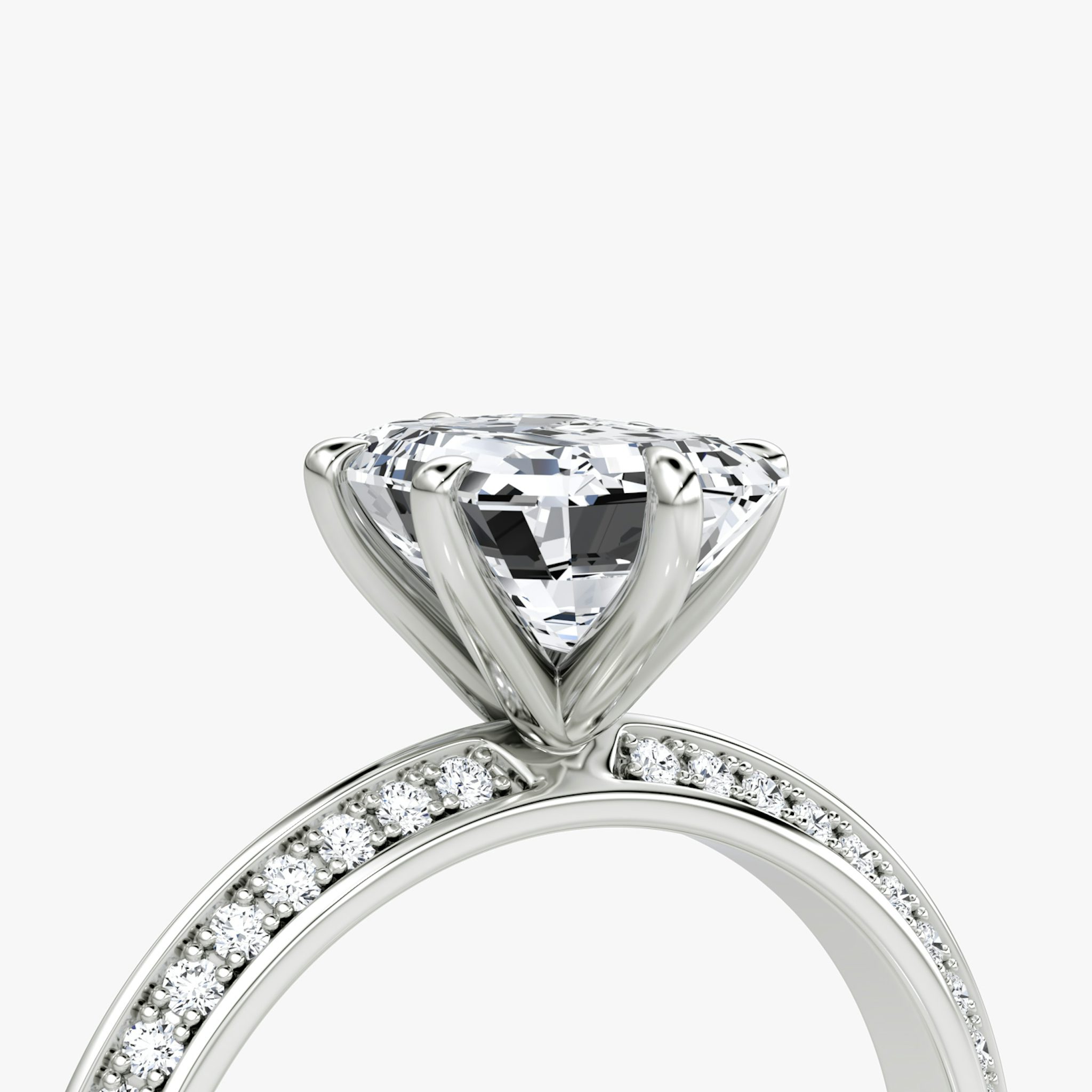 The Knife-Edge | Emerald | 18k | White Gold | bandAccent: Pavé | hiddenHalo: no | diamondOrientation: vertical | caratWeight: other