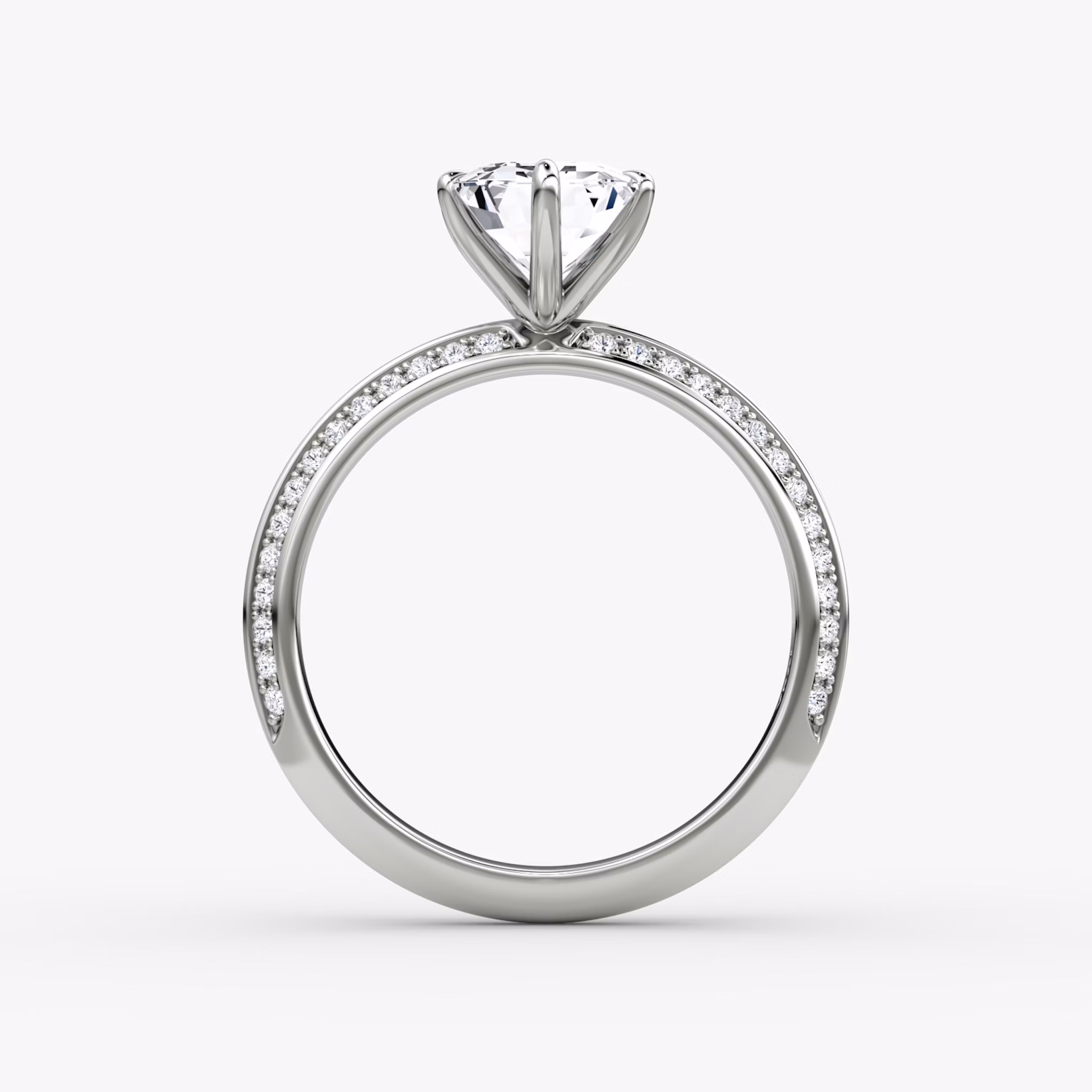 The Knife-Edge | Emerald | 18k | White Gold | bandAccent: Pavé | hiddenHalo: no | diamondOrientation: vertical | caratWeight: other