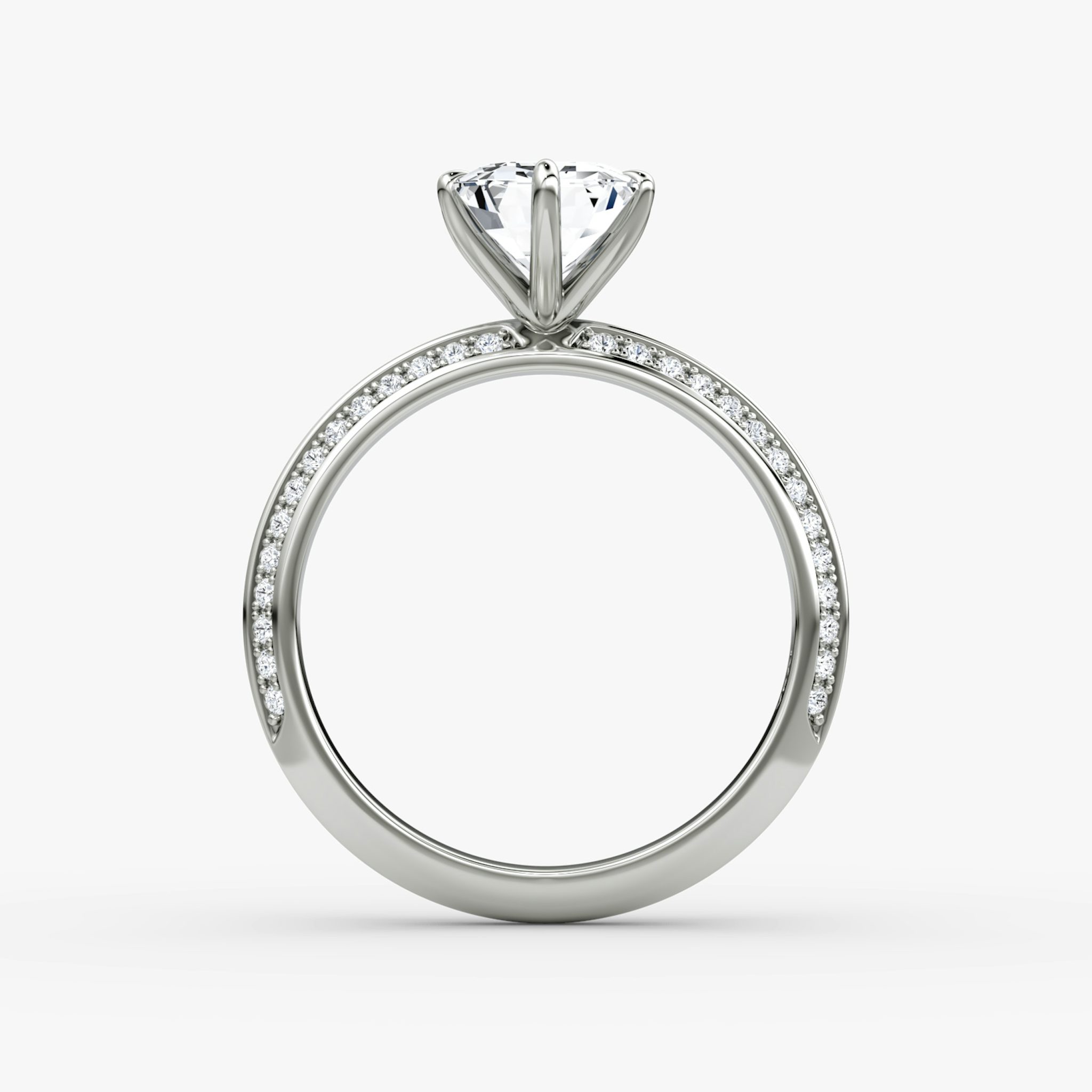 The Knife-Edge | Emerald | 18k | White Gold | bandAccent: Pavé | hiddenHalo: no | diamondOrientation: vertical | caratWeight: other