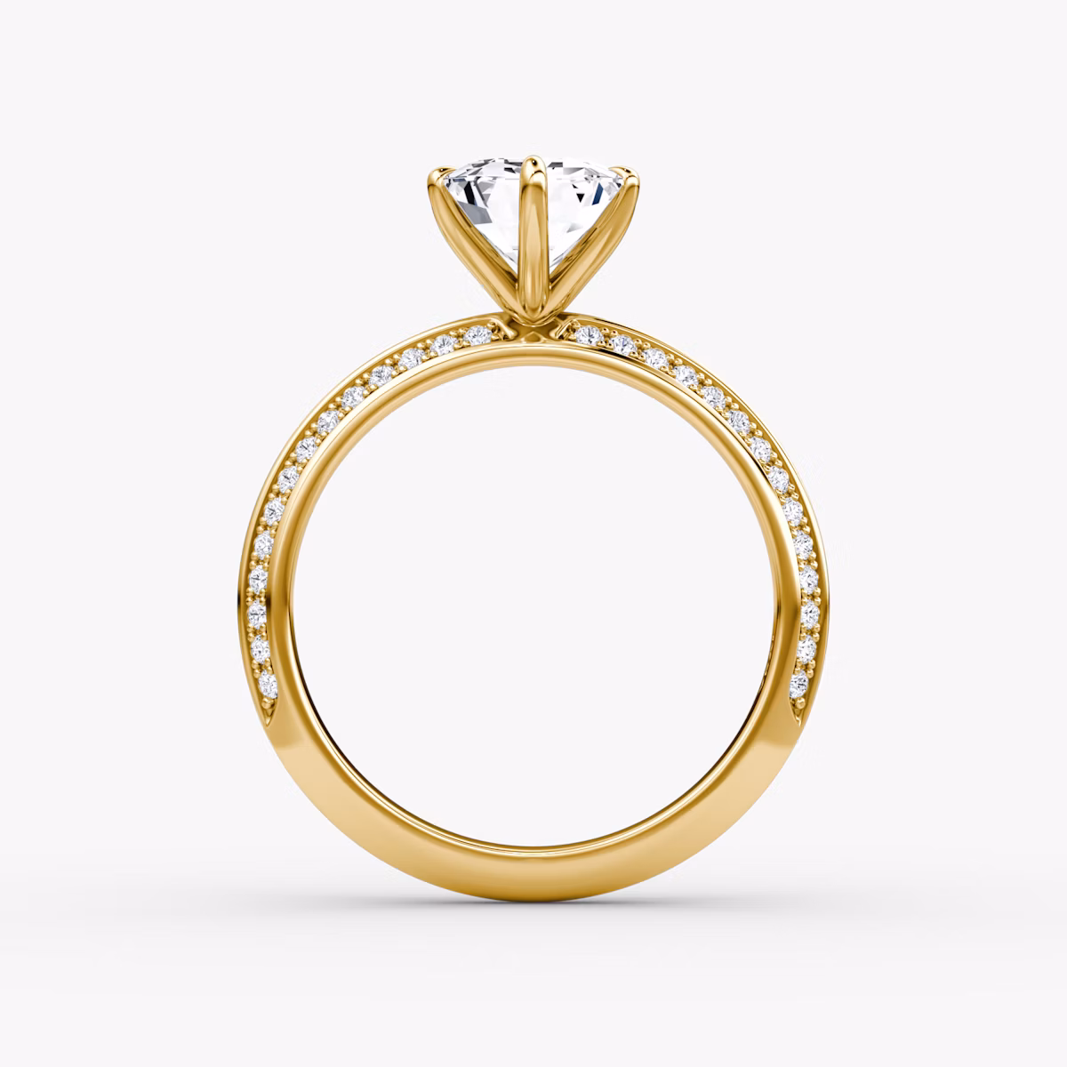 Knife-Edge | Emerald | 18k | Gelbgold | bandAccent: Mit Pavé-Besatz | hiddenHalo: no | diamondOrientation: vertical | caratWeight: other